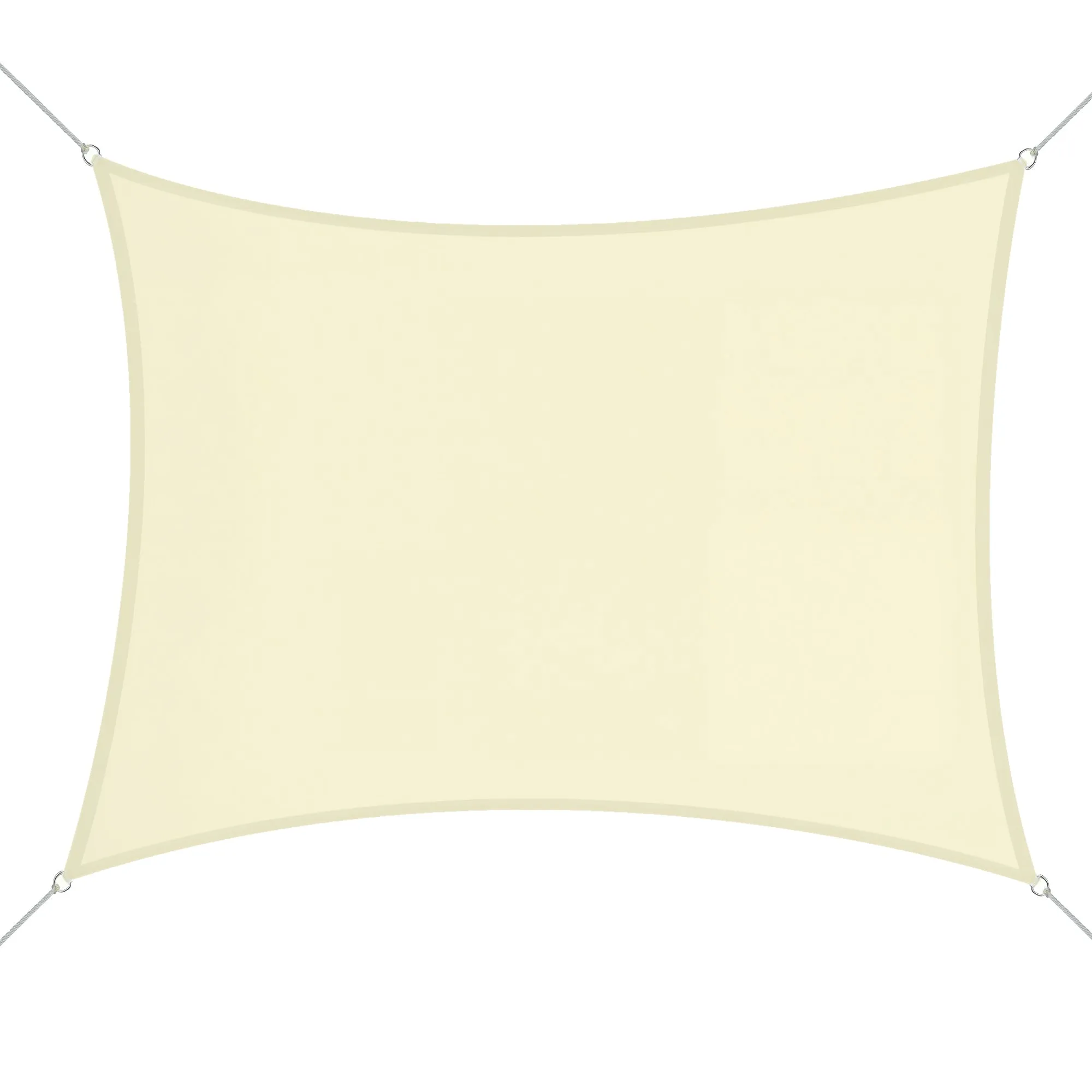 Outsunny Rectangular Shade Sail, 3x4m Breathable Anti-UV Polyester Outdoor Awning, Cream White