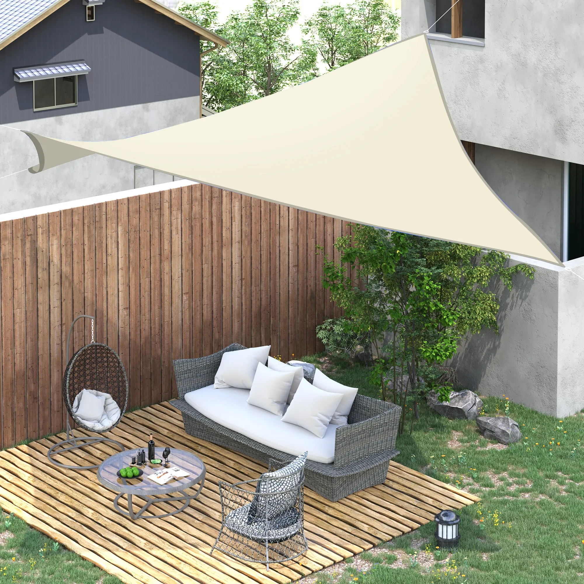 Outsunny Rectangular Shade Sail, 3x4m Breathable Anti-UV Polyester Outdoor Awning, Cream White - Image 2