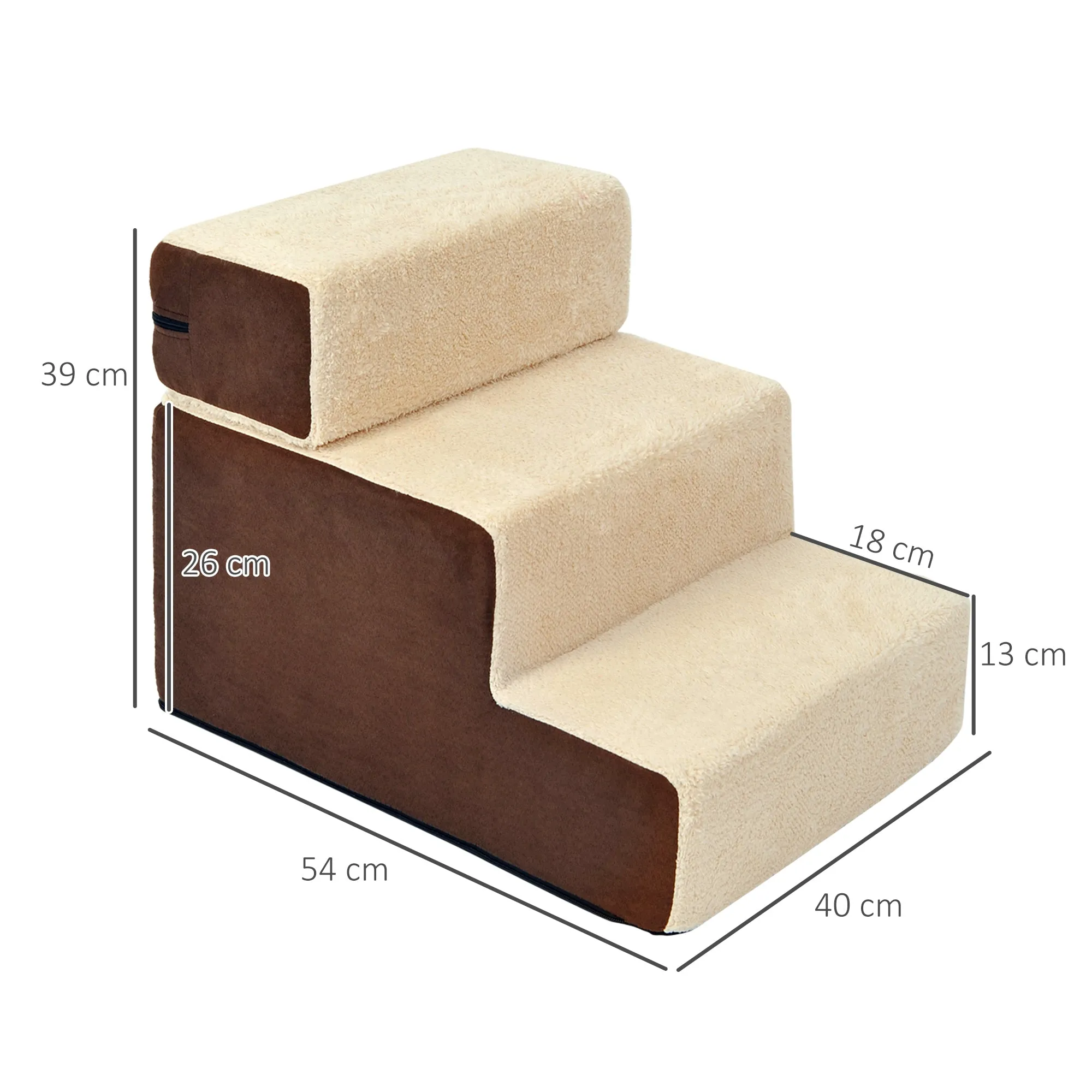3-Step Removable Non-Slip Dog and Puppy Ladder, Beige and Brown, 54x40x39cm - Image 3