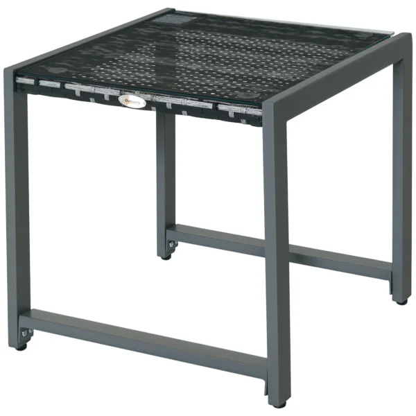 Garden Coffee Table with Tempered Glass Top and Rattan
