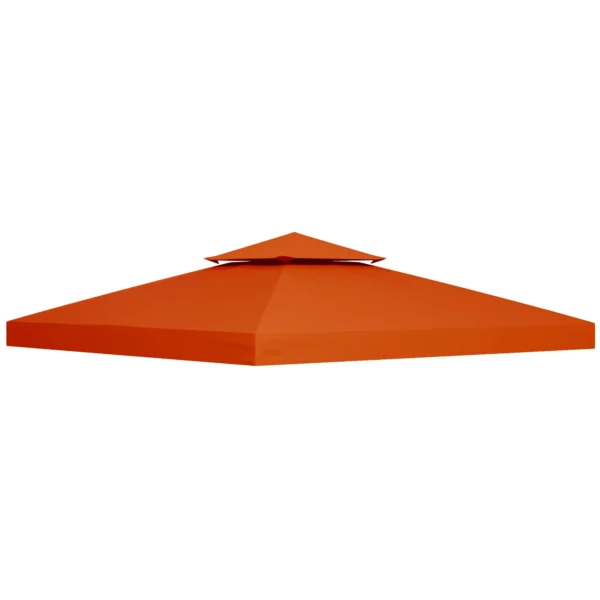 Outsunny 3x3m 2-Tier Heavy Duty Polyester Gazebo Cover with 8 Drain Holes, Rust Red