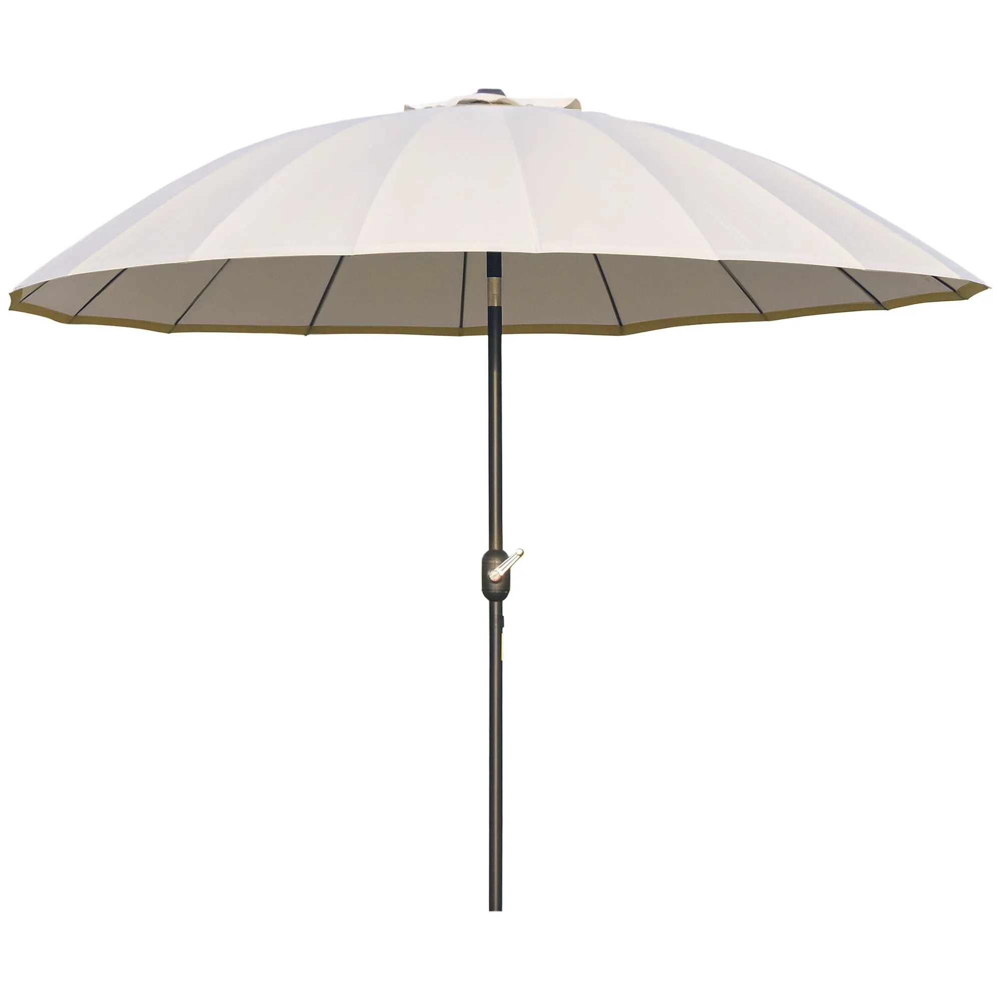 Outsunny 2.5x2.5m Garden and Terrace Umbrella with Crank, 18 Ribs and Tilting Head, Cream