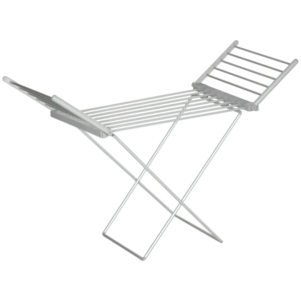 Electric Heated Drying Rack with Wings, Foldable, Space-Saving, Aluminum Alloy, 144 x 53 x 91 cm, Silver