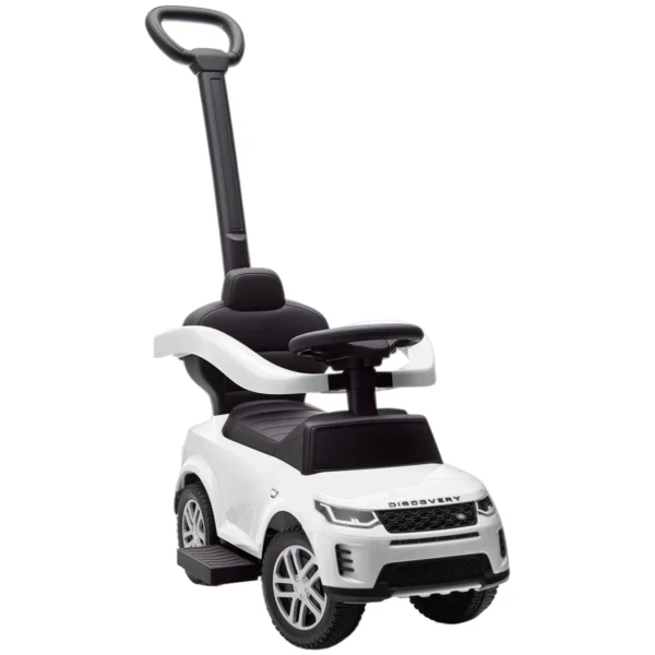 Land Rover Licensed Ride-On Car with Handle and Barrier, in PP and Steel, 84x40x94.5 cm, White