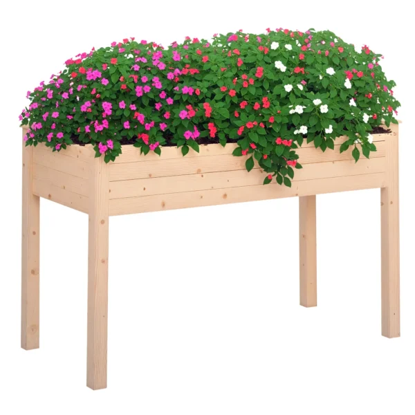 Outsunny Raised Vegetable Garden Bed, Hanging Urban Vegetable Garden Planter Table with Fabric Cover for Garden, 122.5x56.5x76cm, Wood