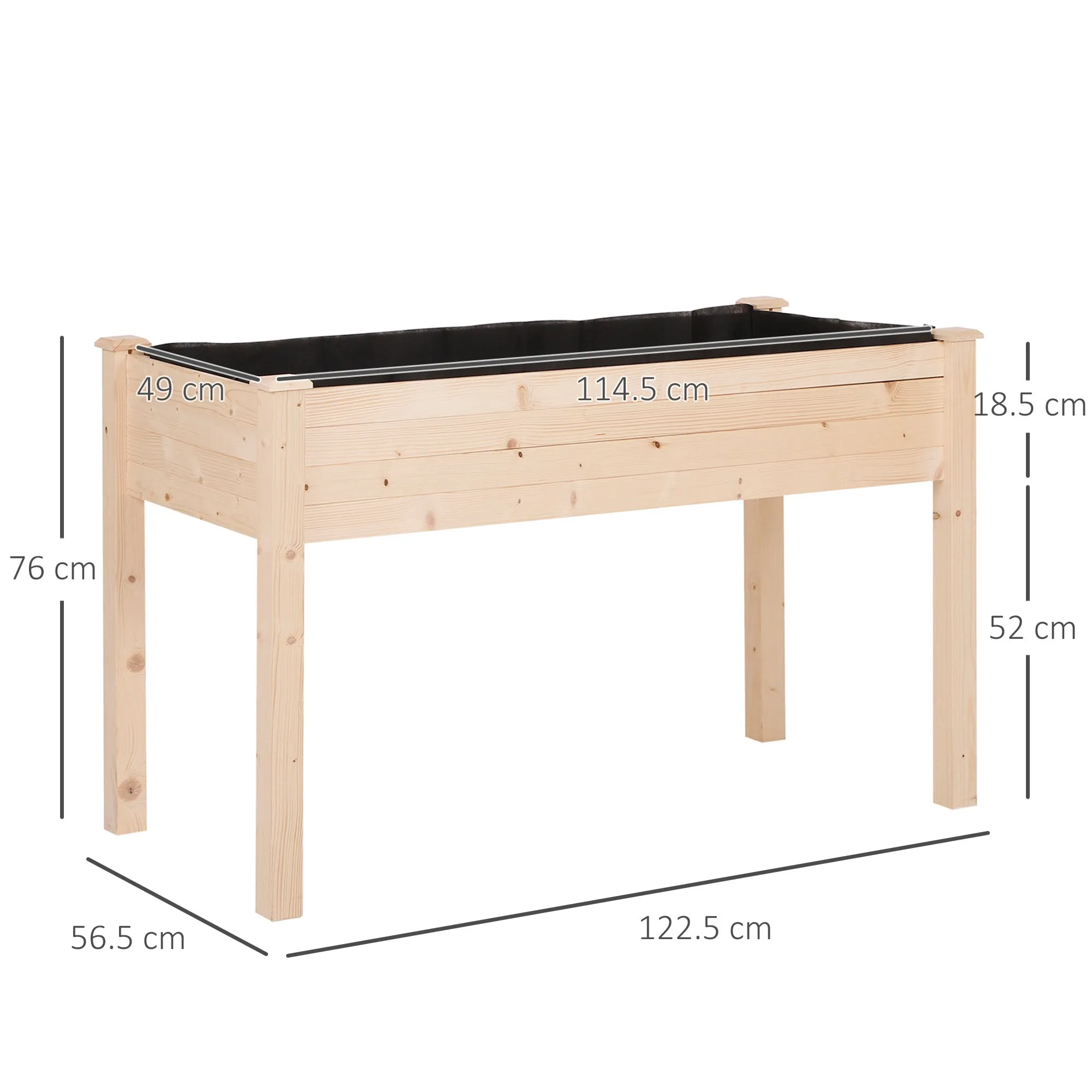 Outsunny Raised Vegetable Garden Bed, Hanging Urban Vegetable Garden Planter Table with Fabric Cover for Garden, 122.5x56.5x76cm, Wood - Image 3