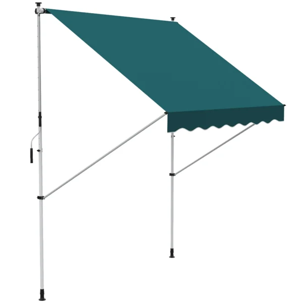 Outsunny 2x1.5m Outdoor Roller Awning with Crank, Adjustable Height and Angle, Green