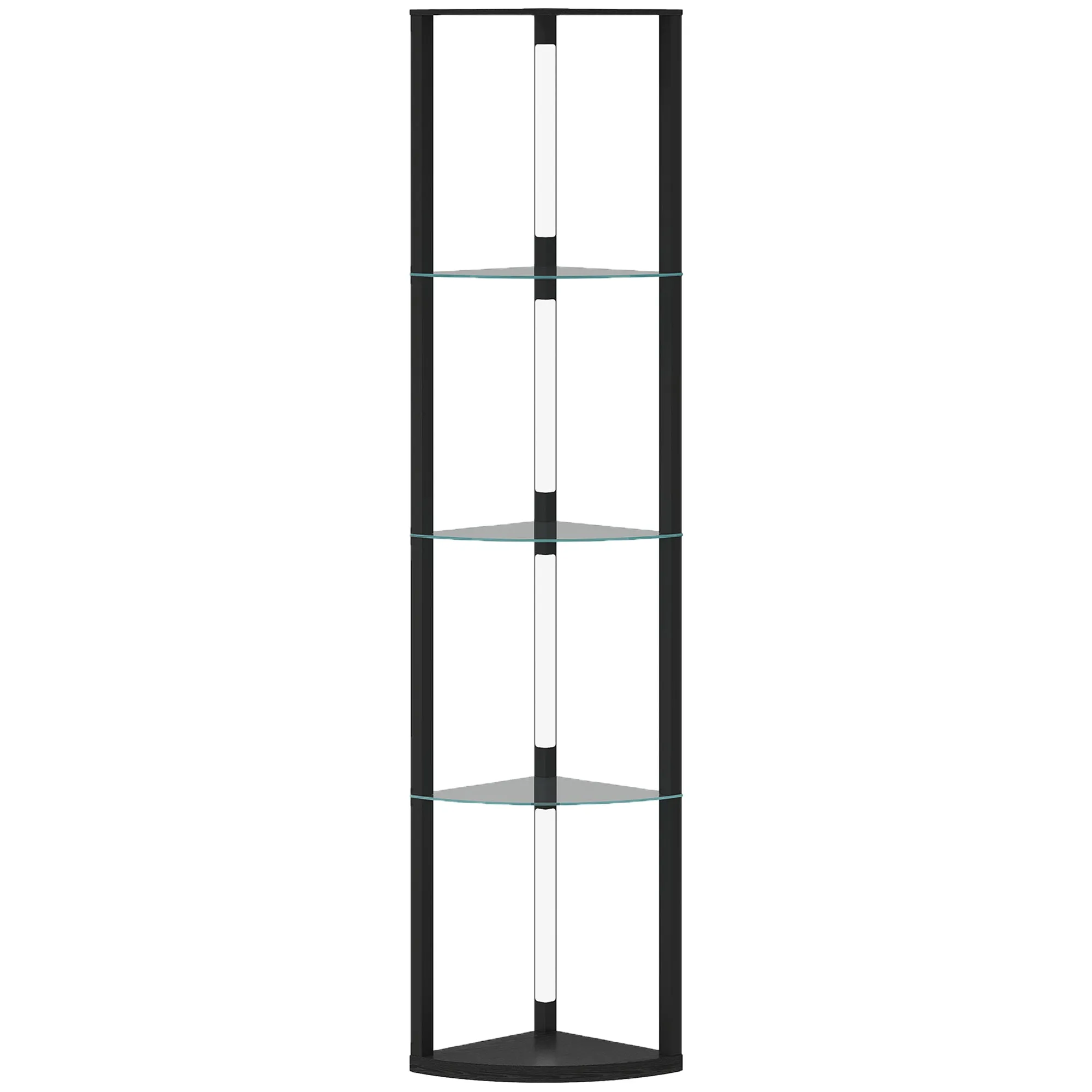 Floor Lamp with 5 Shelves and LED Light, 3 Brightness Levels and Foot Switch, Black