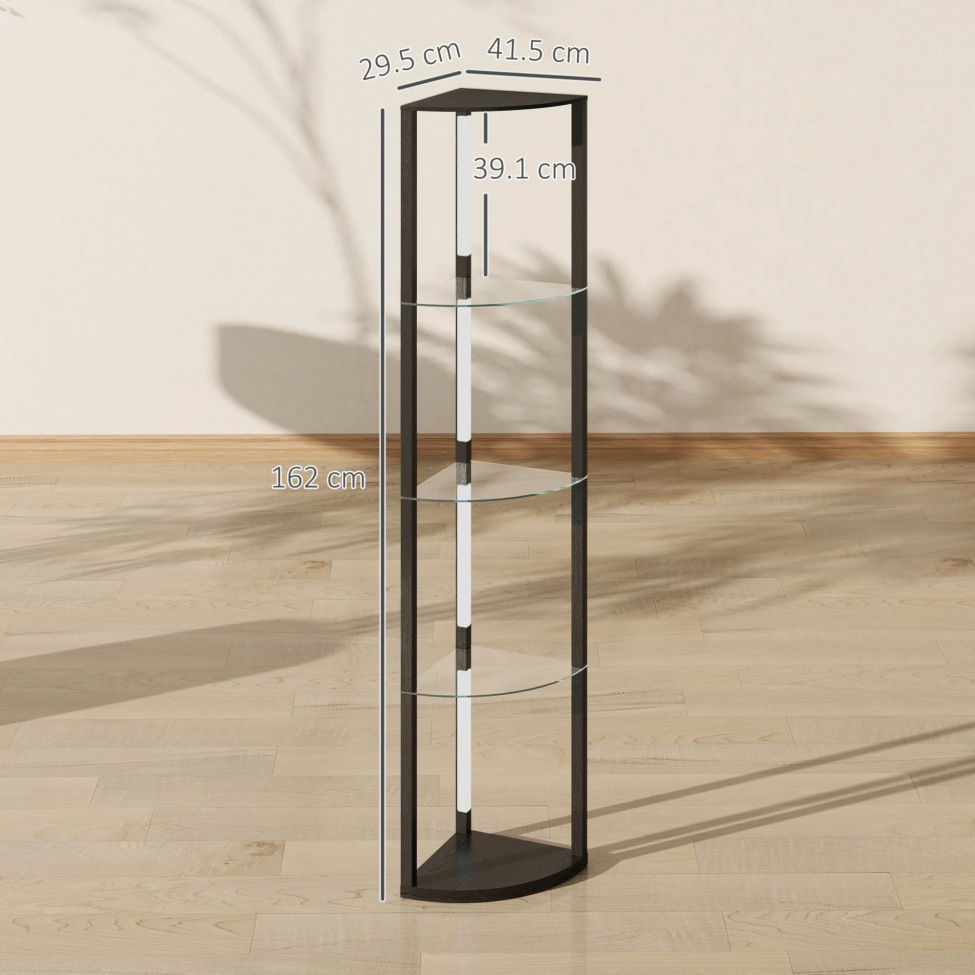 Floor Lamp with 5 Shelves and LED Light, 3 Brightness Levels and Foot Switch, Black - Image 3