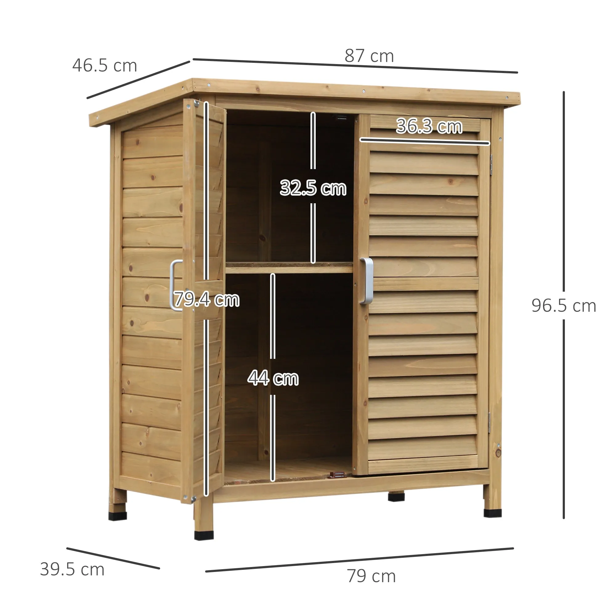 Fir Wood Garden Shed with Waterproof Bitumen Roof, 87x46.5x96.5cm - Image 3