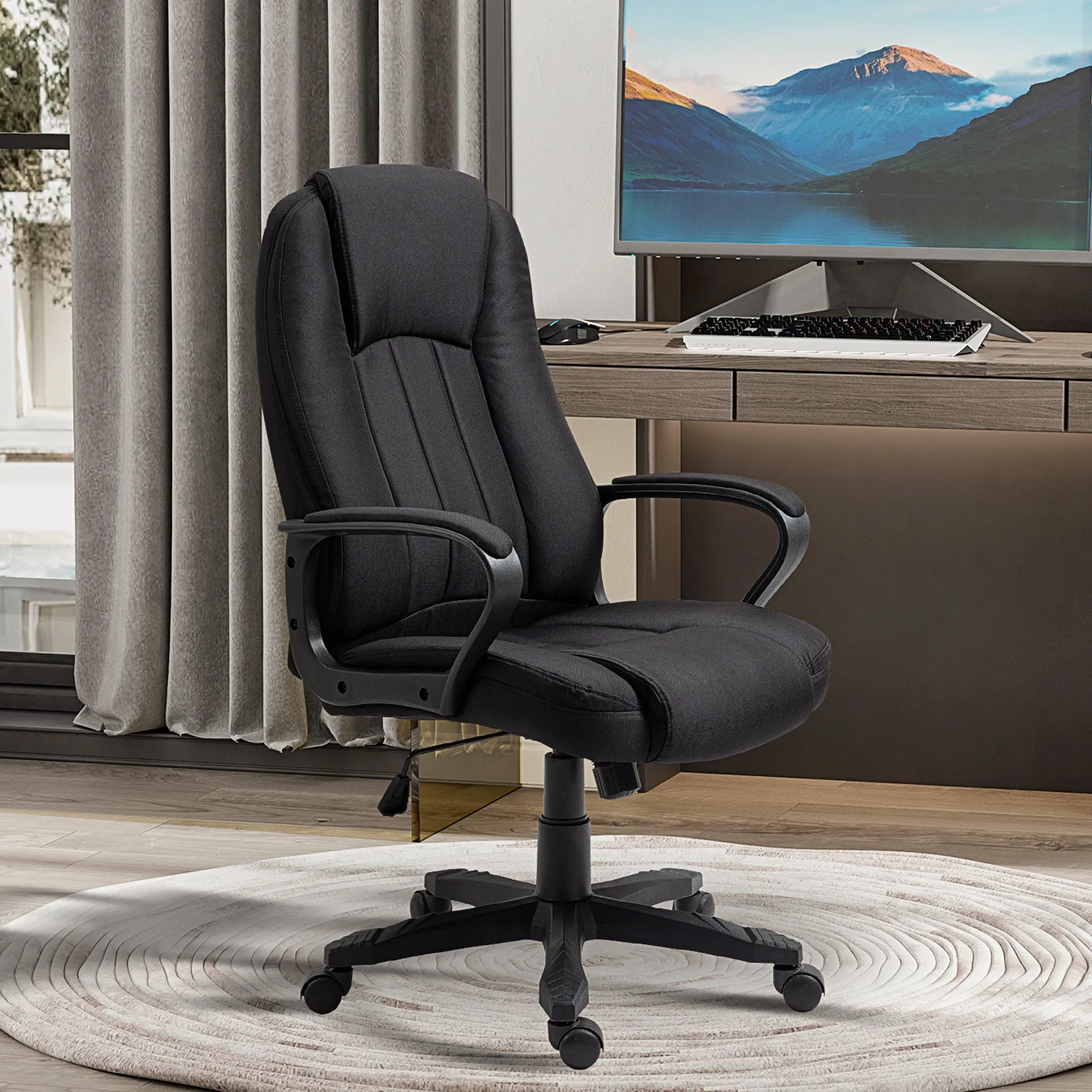 Height-Adjustable Massage Office Chair, 60x74x106-116cm, Black - Image 2