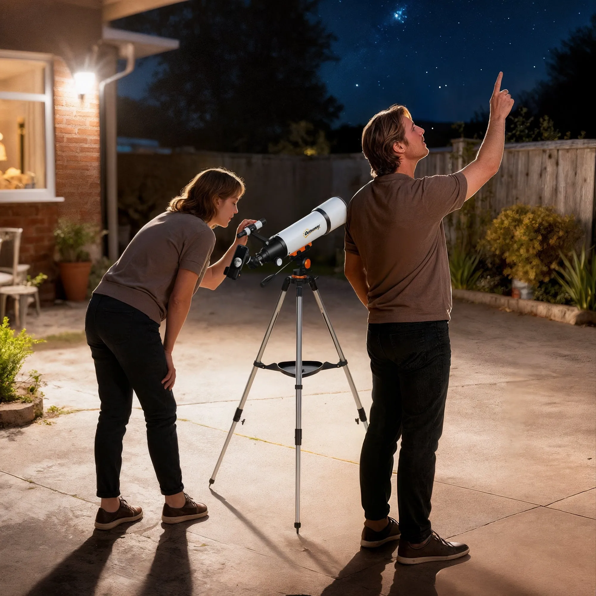 80mm Astronomical Telescope with AZ Mount, 2 Eyepieces and Smartphone Adapter, 92x92x130 cm, Black and White - Image 2