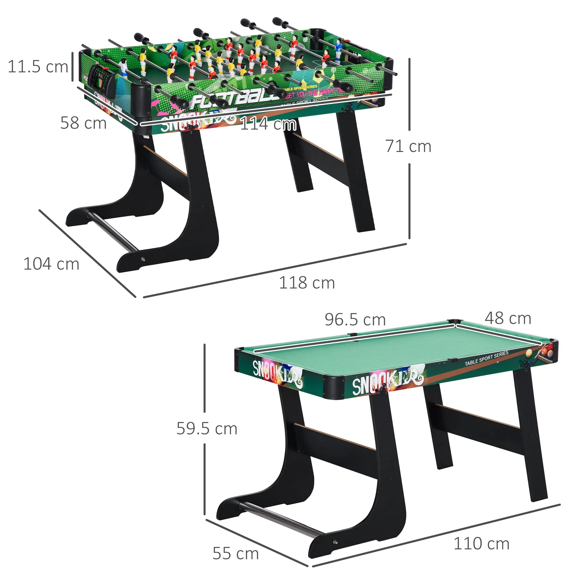 6-in-1 Game Table with Table Football, Pool Table, Air Hockey, Ping Pong, Rings and Field Hockey, 118x104x71 cm - Image 3