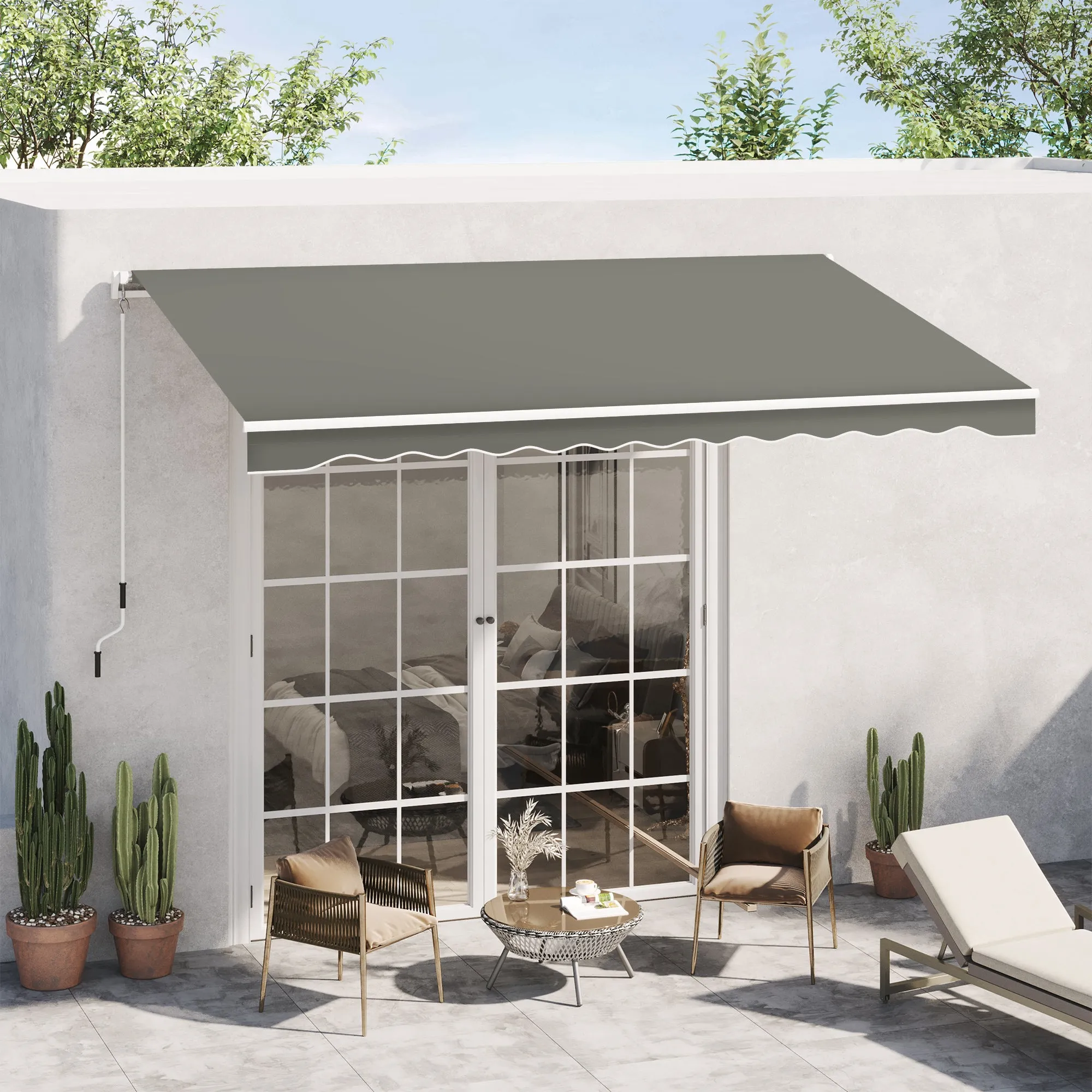 Outdoor Awning with Crank Arms, 350x250 cm, Grey - Image 2