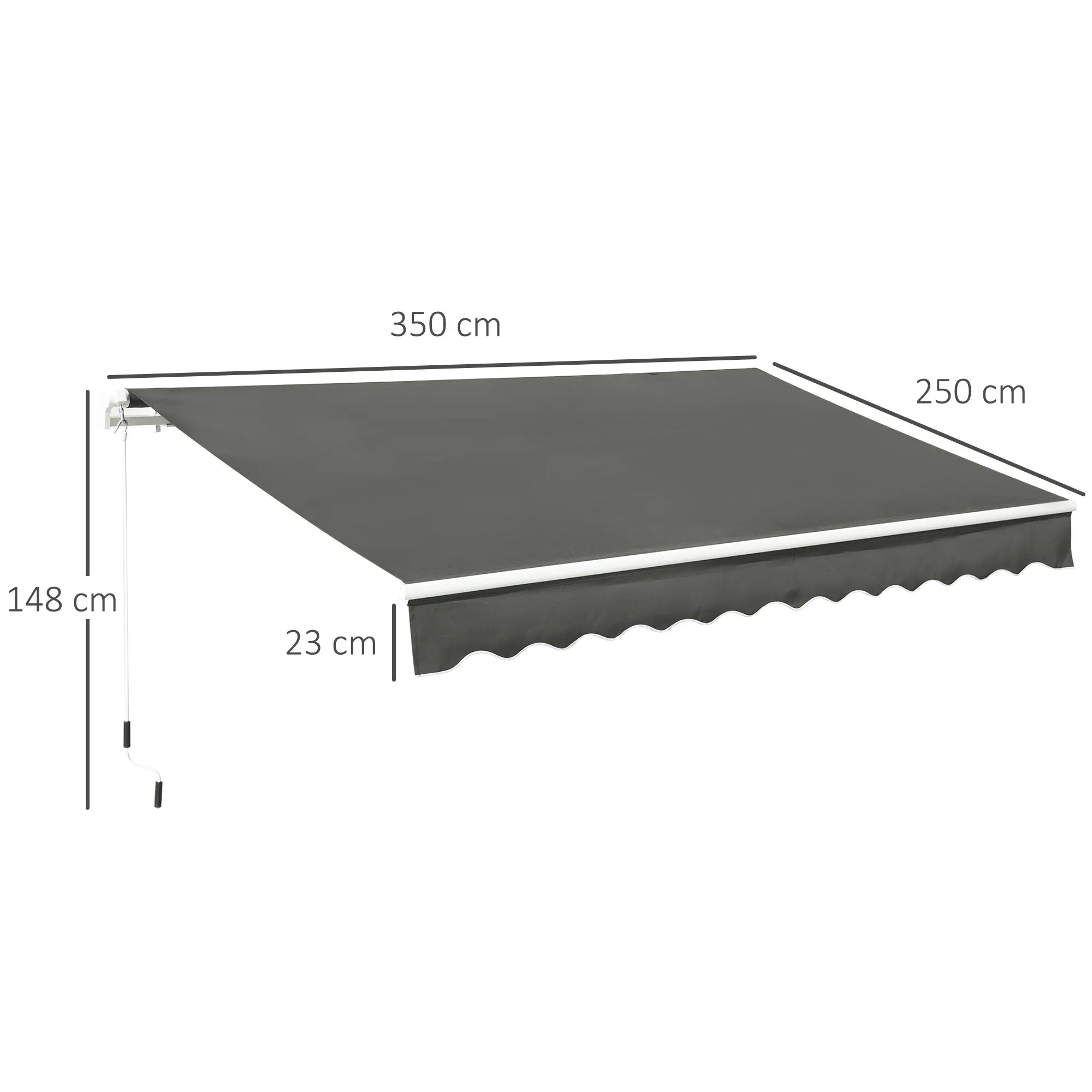 Outdoor Awning with Crank Arms, 350x250 cm, Grey - Image 3