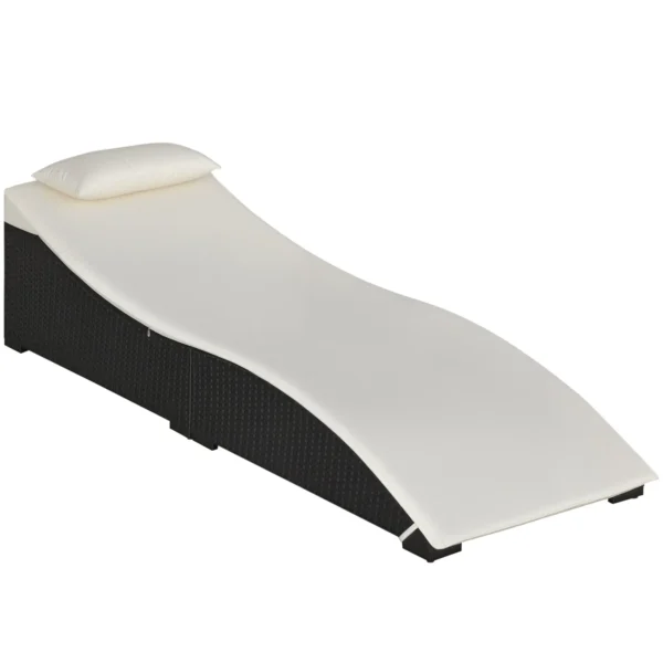 Folding Sun Lounger in Synthetic Rattan with Removable Headrest for Garden, Terrace and Outdoors, 198x68x50cm