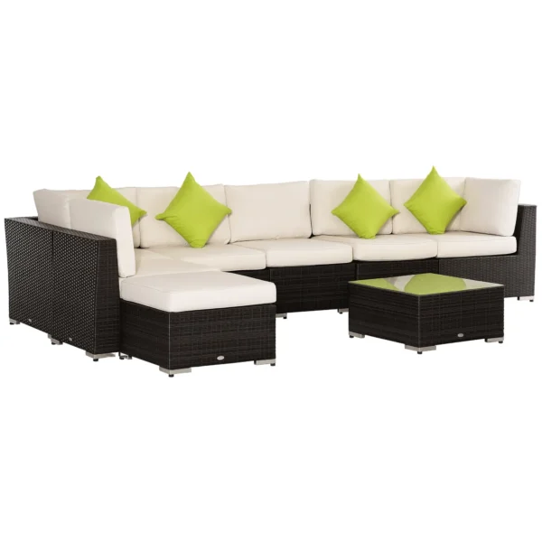 8-Piece Rattan and Aluminum Garden Furniture Set, Modular Garden Lounge Set with Sofas and Outdoor Coffee Table