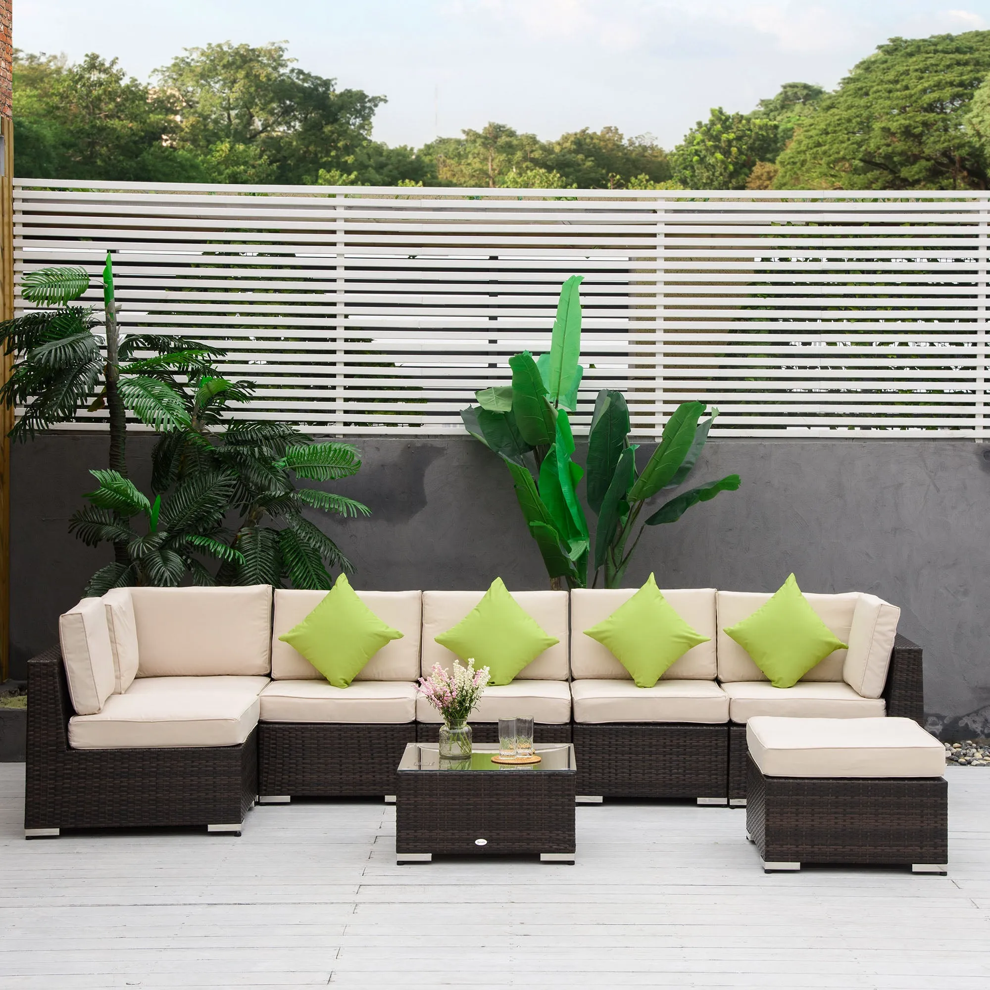 8-Piece Rattan and Aluminum Garden Furniture Set, Modular Garden Lounge Set with Sofas and Outdoor Coffee Table - Image 2