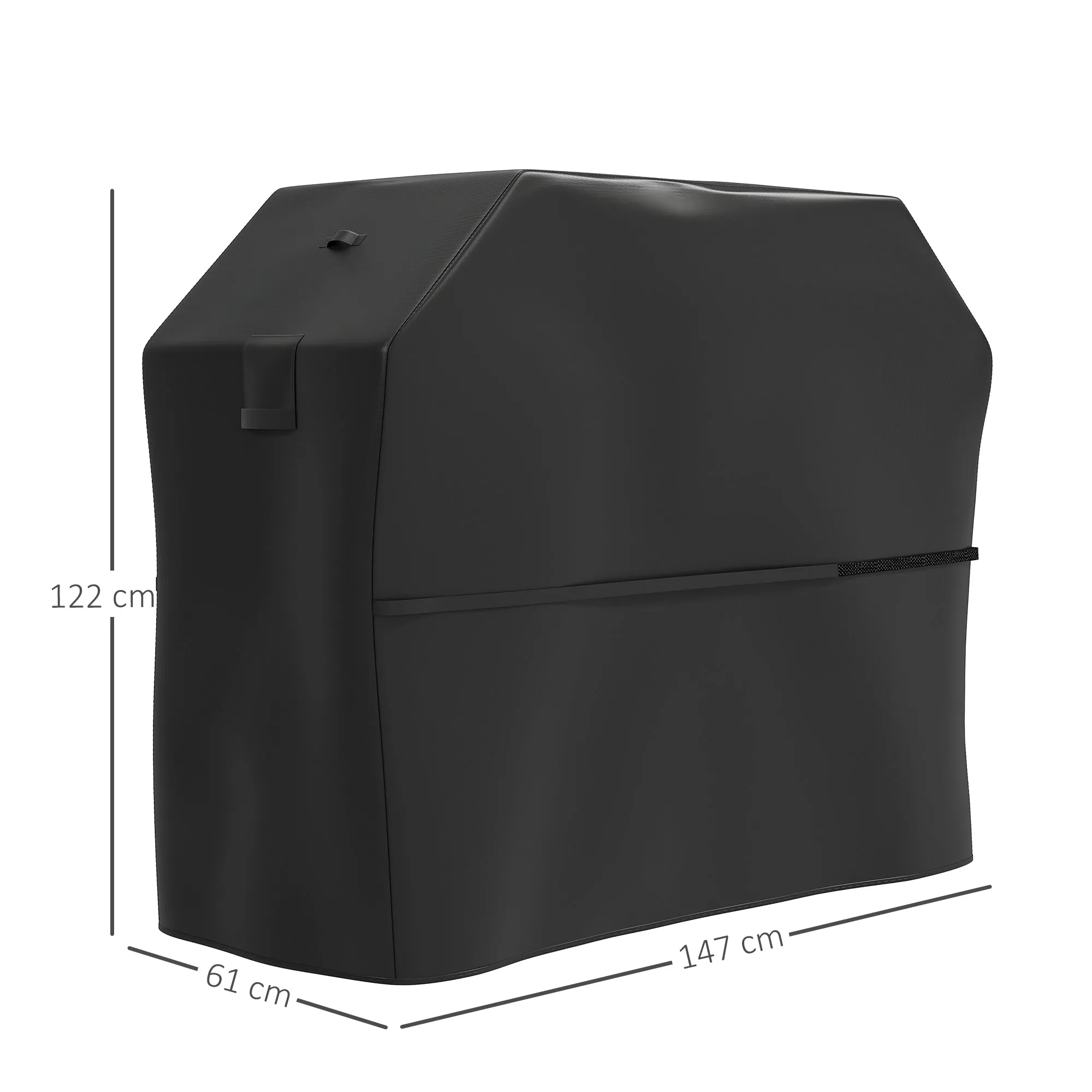 600D Oxford Fabric Waterproof UPF30+ and Windproof Barbecue Cover, 147x61x122 cm, Black - Image 3