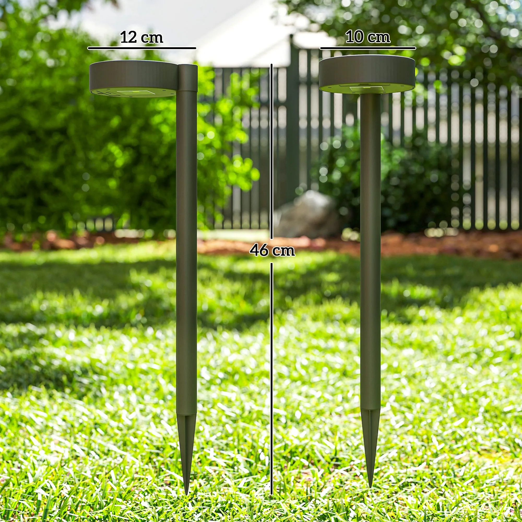 Set of 8 Solar-Powered Outdoor Spotlights with 3000K LED Lighting, in PP, PS and ABS, 12x10x46 cm, Black - Image 3