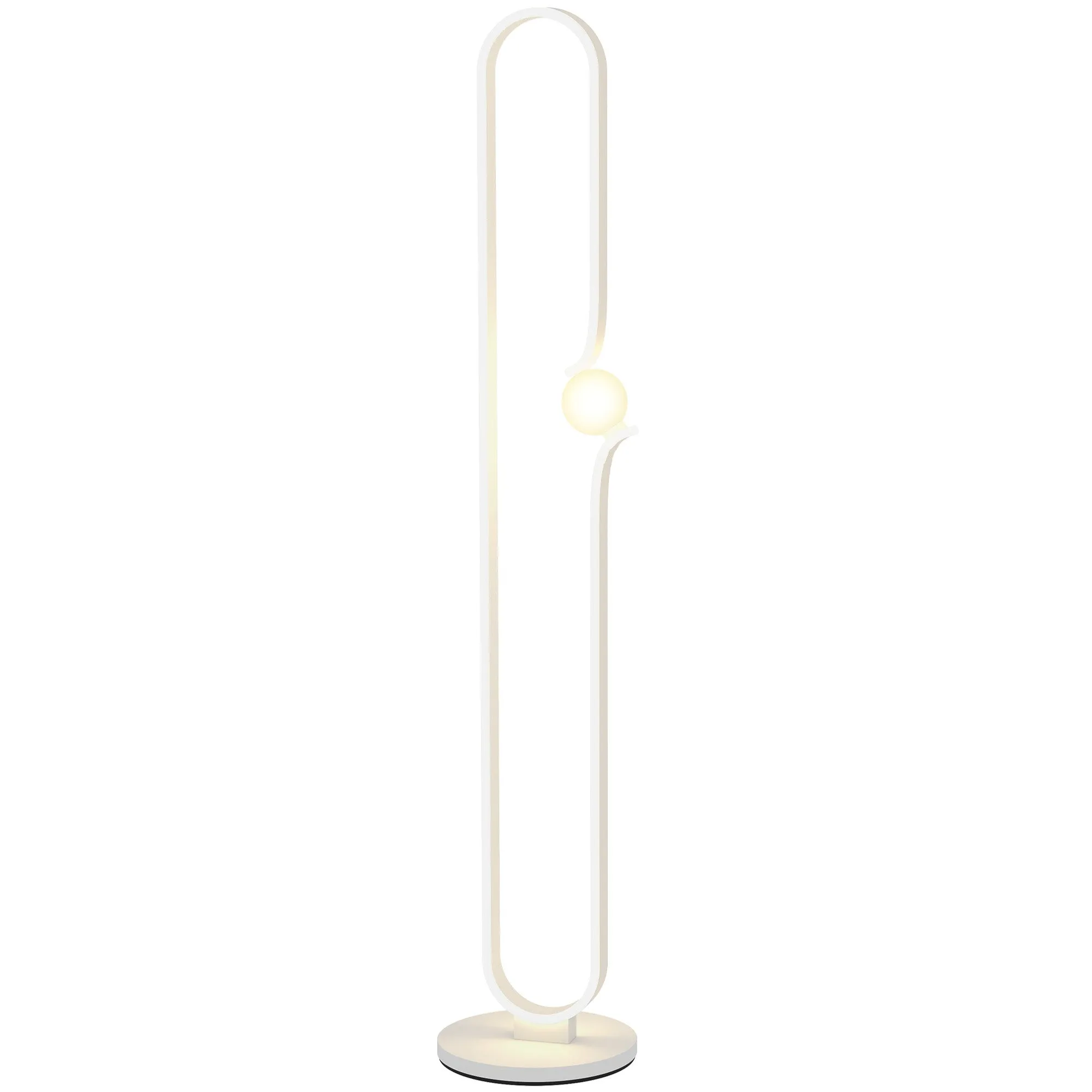 LED Floor Lamp in the Shape of a Musical Note with Adjustable Brightness and Pedal, 28x28x145 cm, White