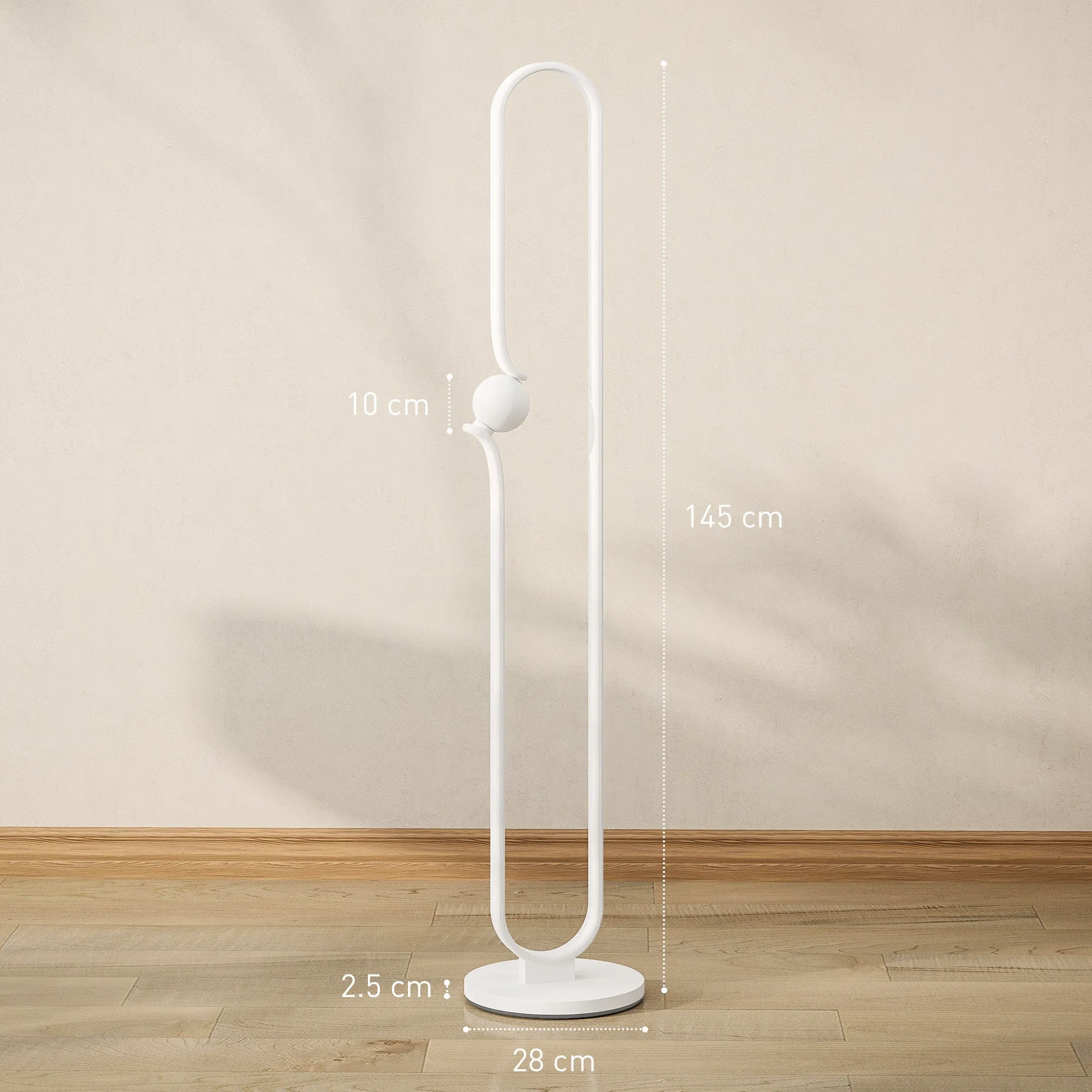 LED Floor Lamp in the Shape of a Musical Note with Adjustable Brightness and Pedal, 28x28x145 cm, White - Image 3