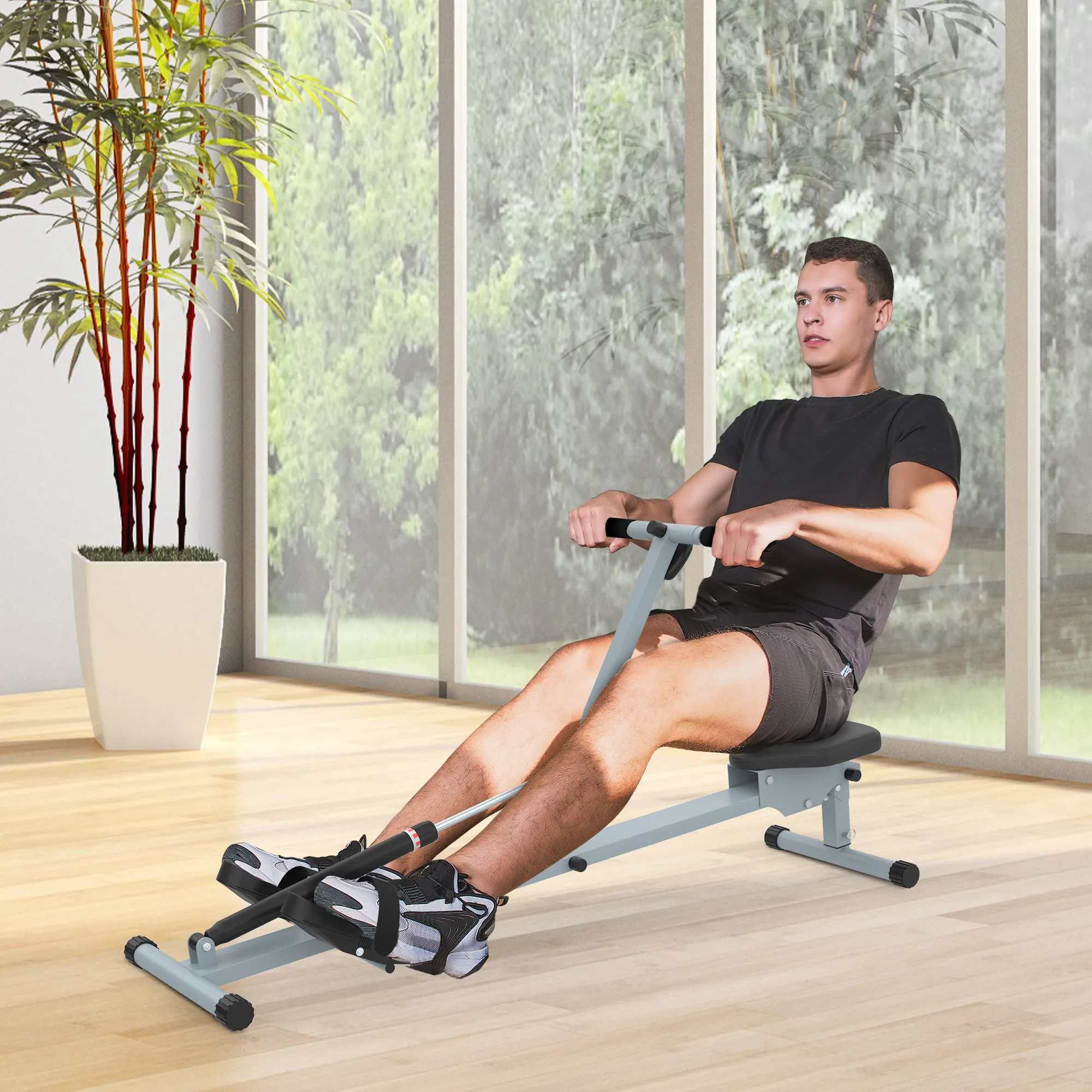 Professional Rowing Machine with Central Pull for Home Training Space Saving with Display 130 x 47.5 x 67cm - Image 2