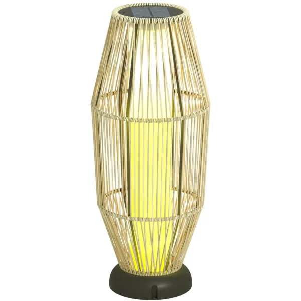 Solar Garden Lamp with LED Lighting, in PE, Rattan and Steel, Ø26x72 cm, Grey