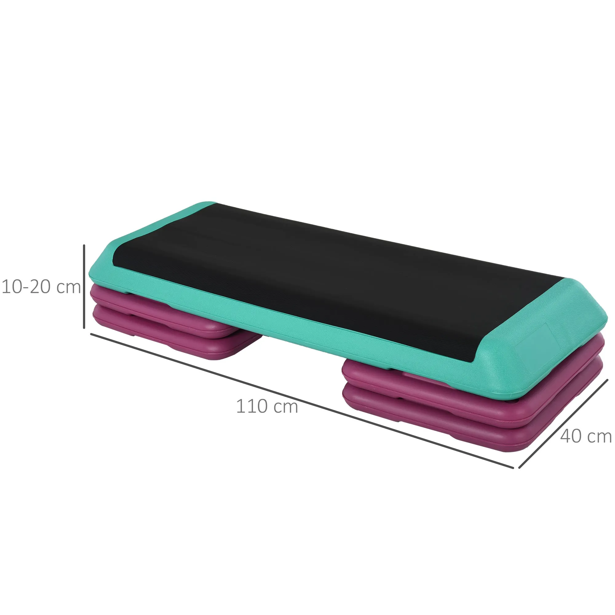 Non-Slip Aerobic Stepper Adjustable on 3 Levels, in Plastic and PP, 110x40x20 cm, Multicolor - Image 3