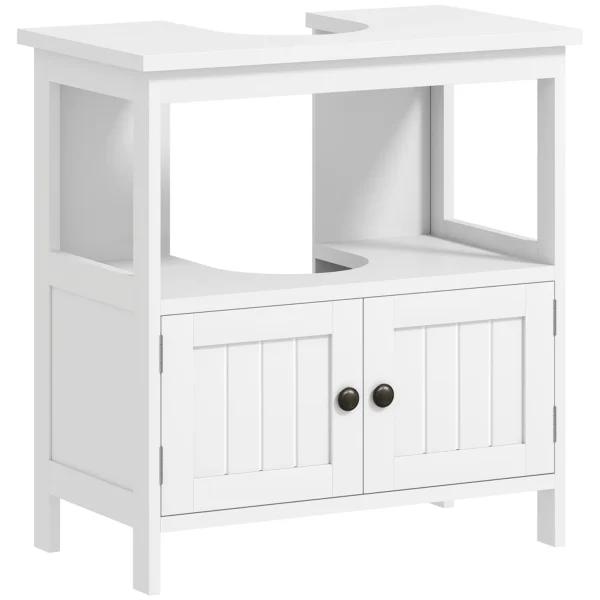 Under-Sink Cabinet with Shelf and Cabinet, U-Shaped and 2 Doors, 60x30x60 cm, White