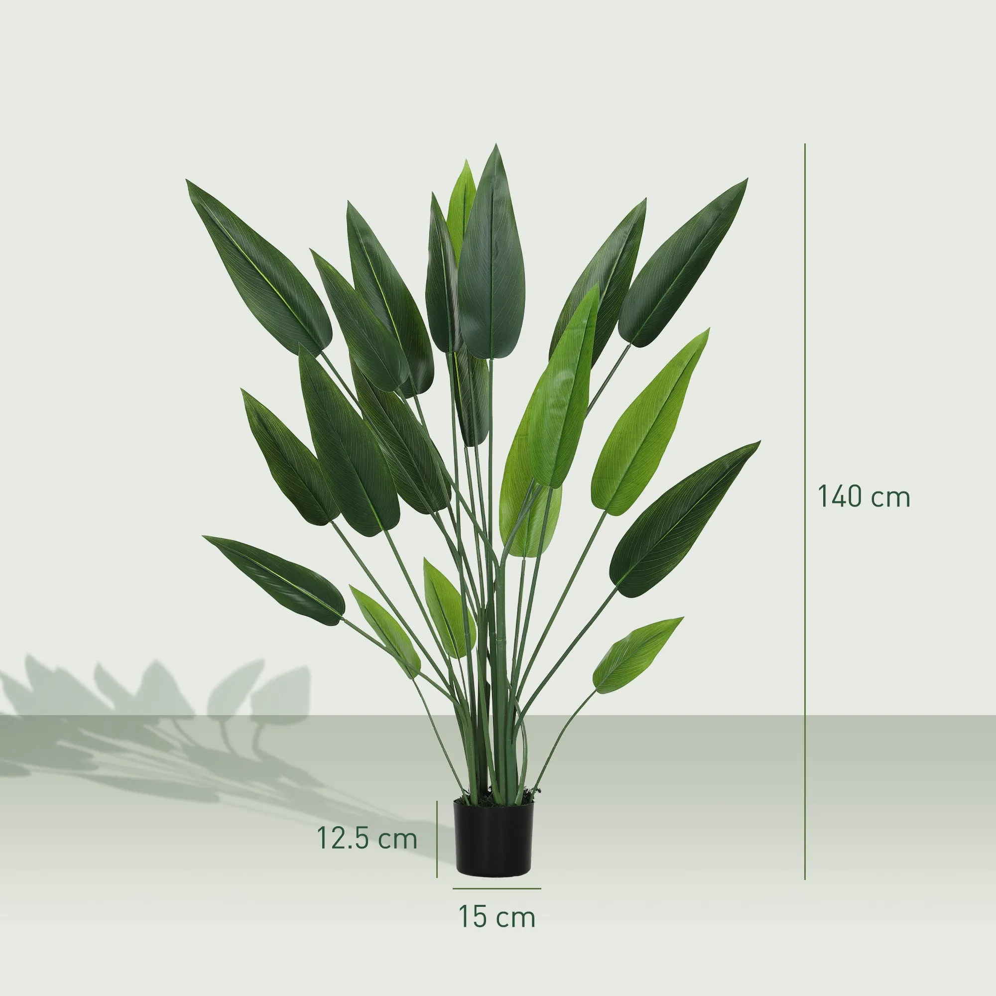 Artificial Green Bird of Paradise Plant 20 Leaves 140cm with Pot, in PE, PEVA and PP - Image 3