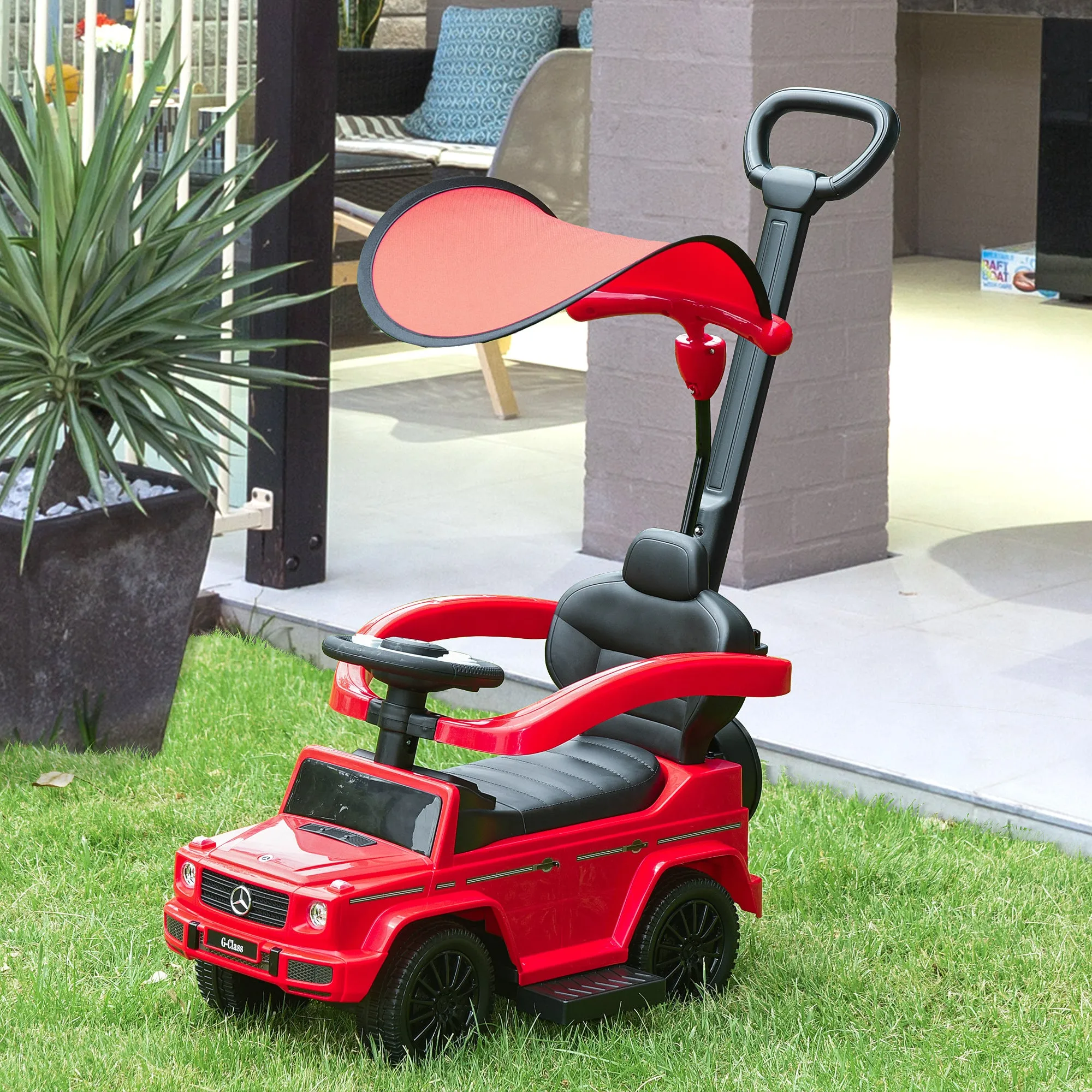 Push Car for Children 12-36 Months with Mercedes License, Canopy and Handle, 85.5x40. 5x95 cm, Red - Image 2