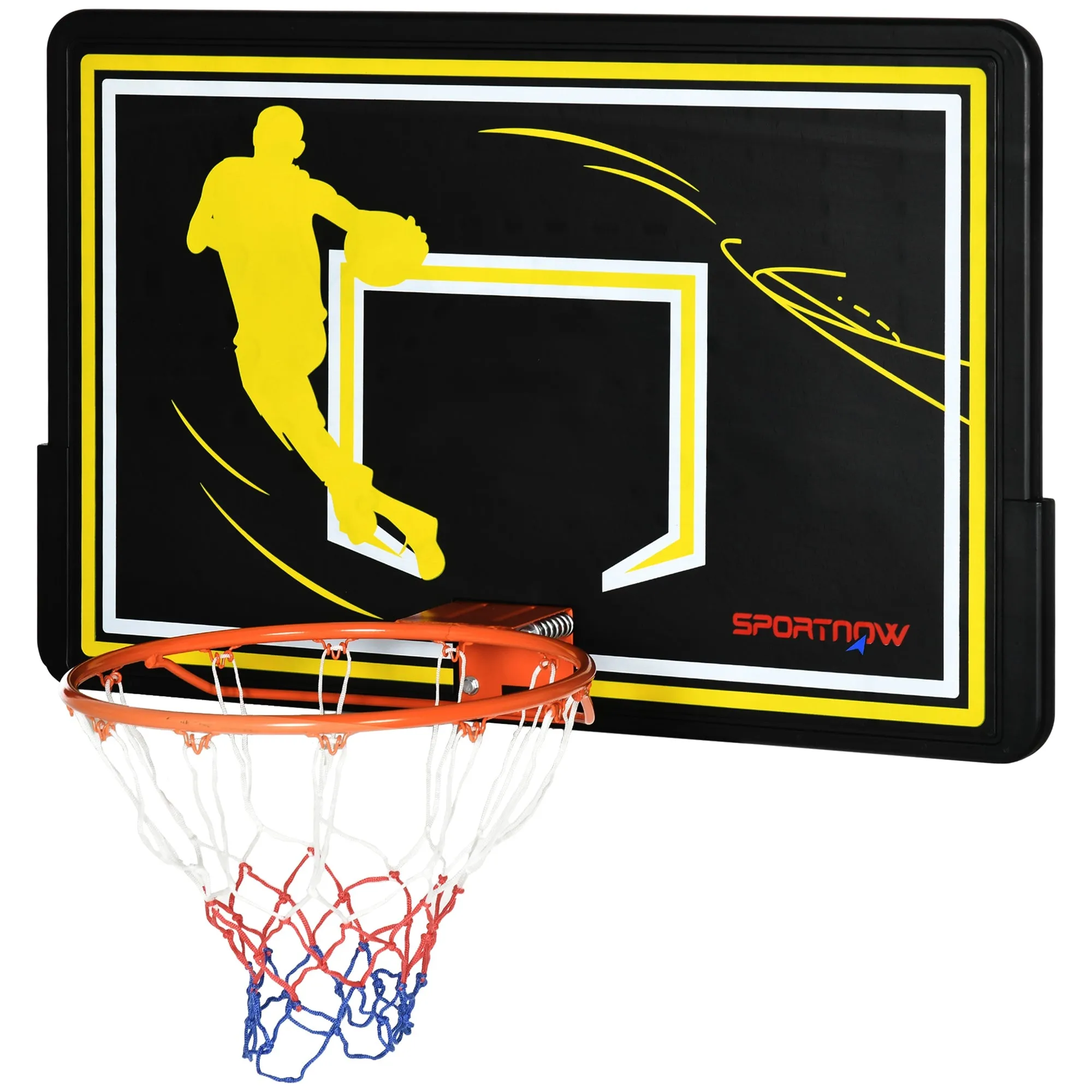 sportnow Basketball Hoop for Children and Adults Indoor and Outdoor in Steel and PE, 110x90x70 cm, Black and Yellow