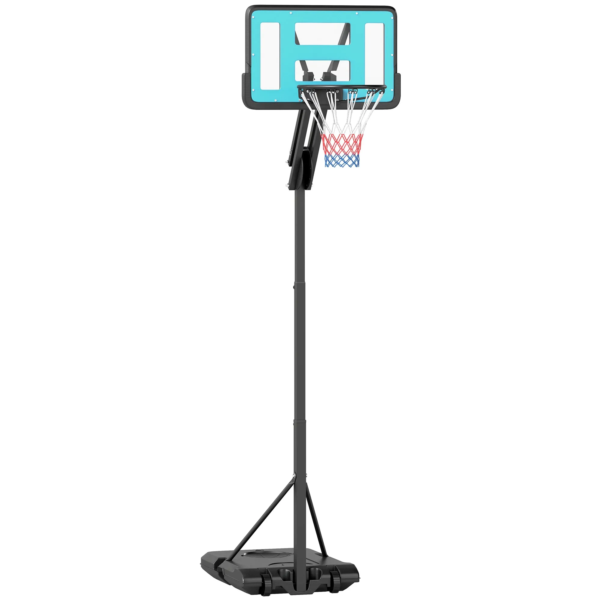 SPORTNOW Adjustable Outdoor Basketball Hoop 146-236cm with Wheels and Fillable Base, Black