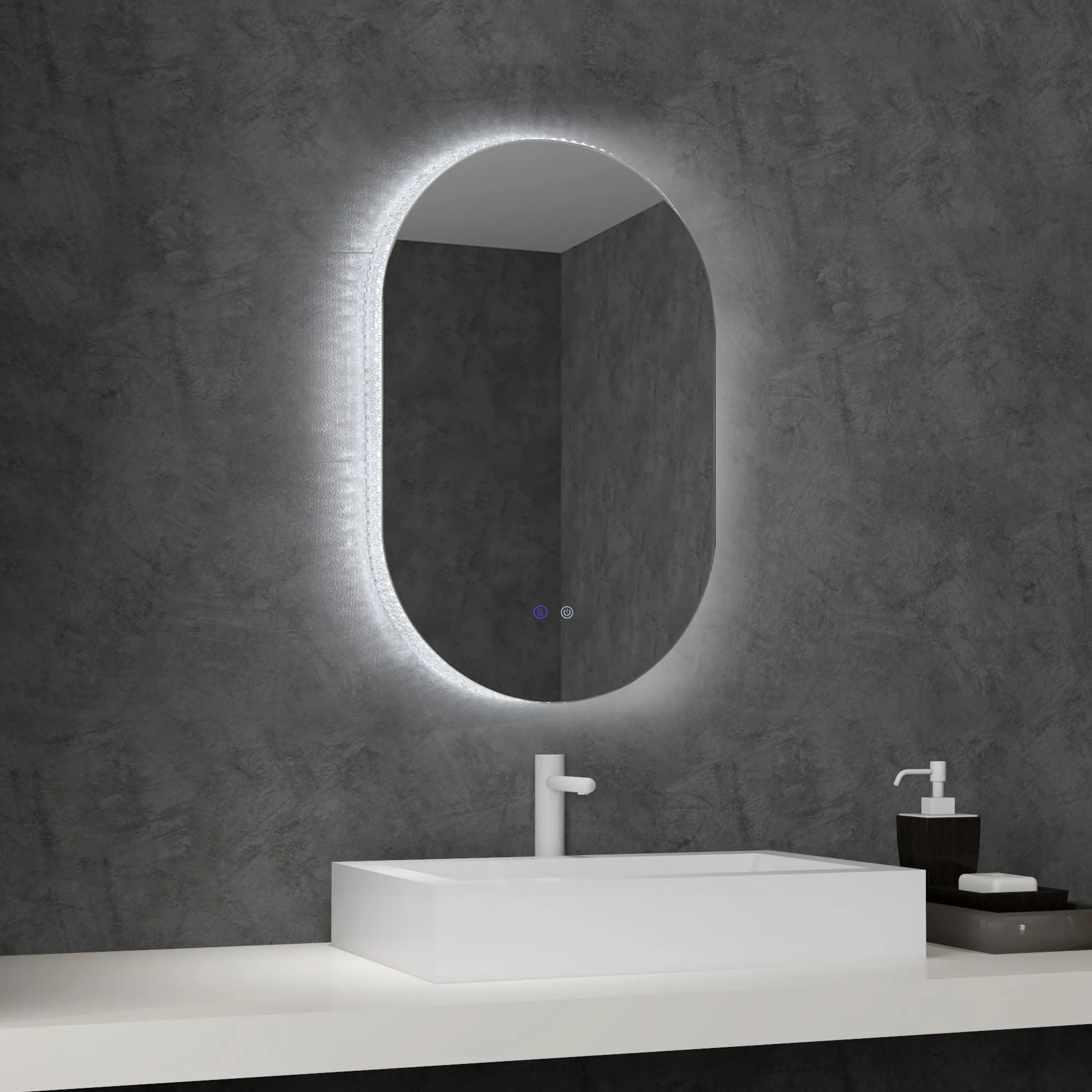 Anti-Fog LED Bathroom Mirror with Adjustable Brightness, Glass and Aluminum, 81x51x4.5 cm - Image 2