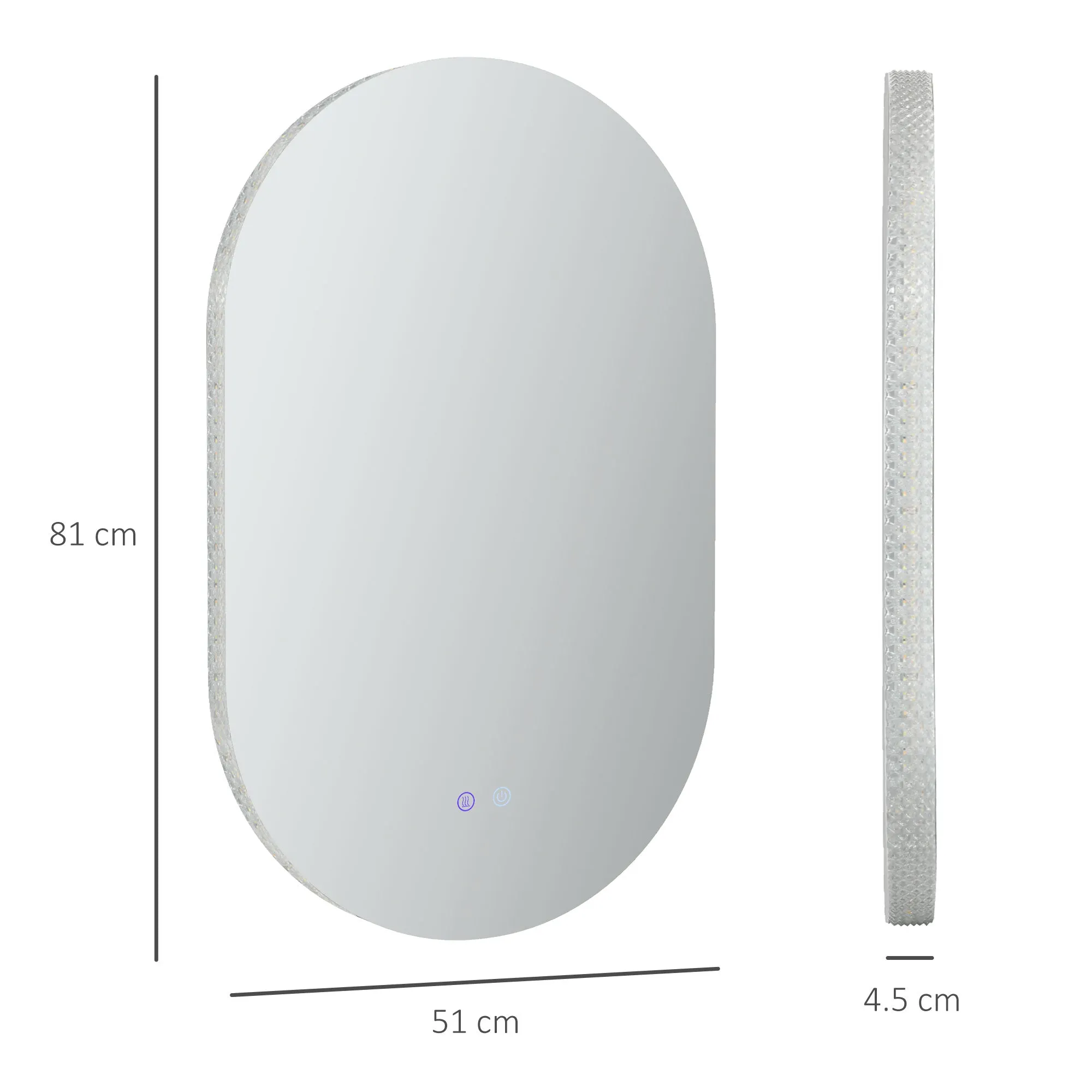 Anti-Fog LED Bathroom Mirror with Adjustable Brightness, Glass and Aluminum, 81x51x4.5 cm - Image 3