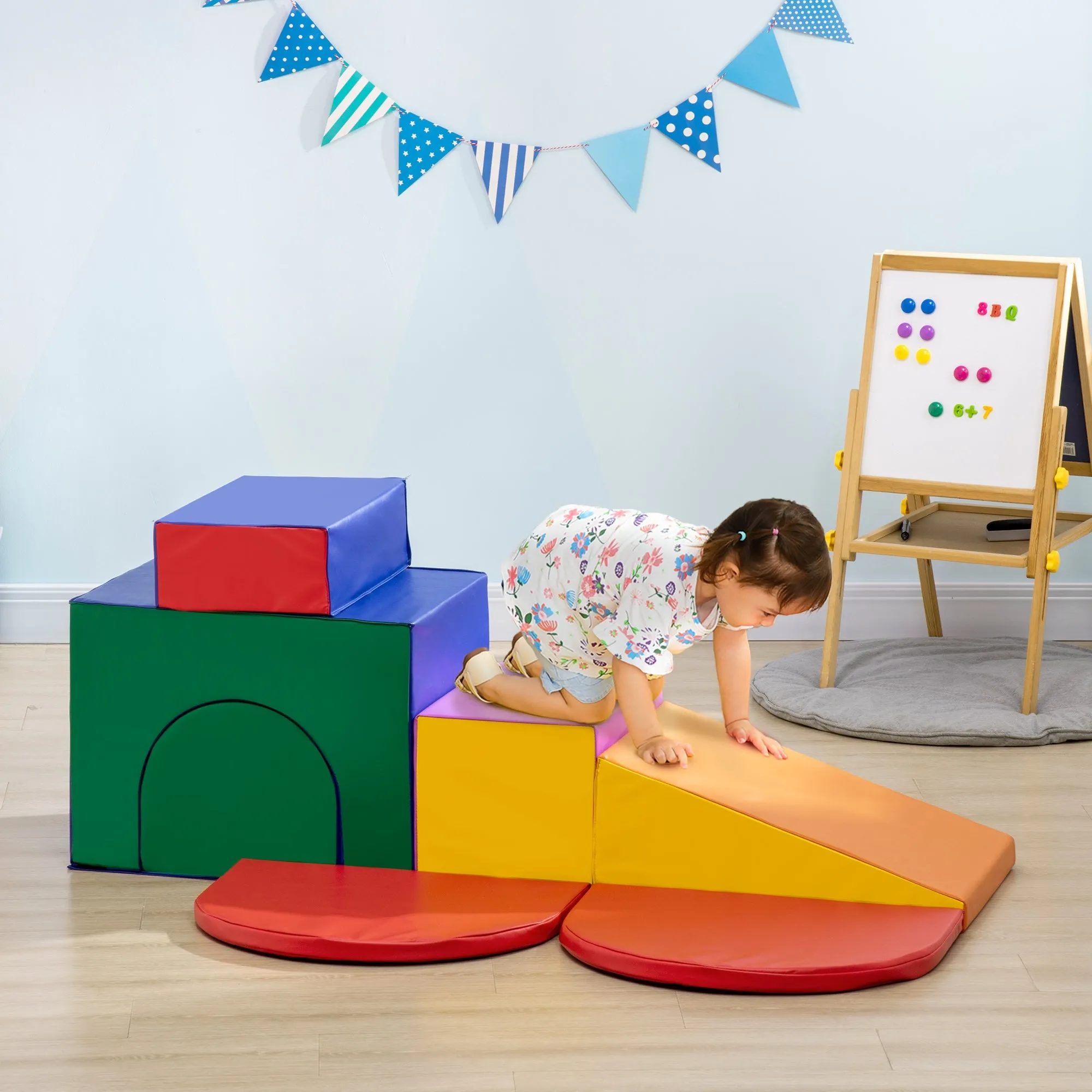 7-Block Multi-Coloured PU and EPE Playset for Babies 12-36 Months, 170x130x40 cm - Image 2