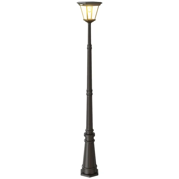 Solar Powered Garden Lamp with PIR Sensor, Aluminum and Glass, 26x24x220 cm, Black
