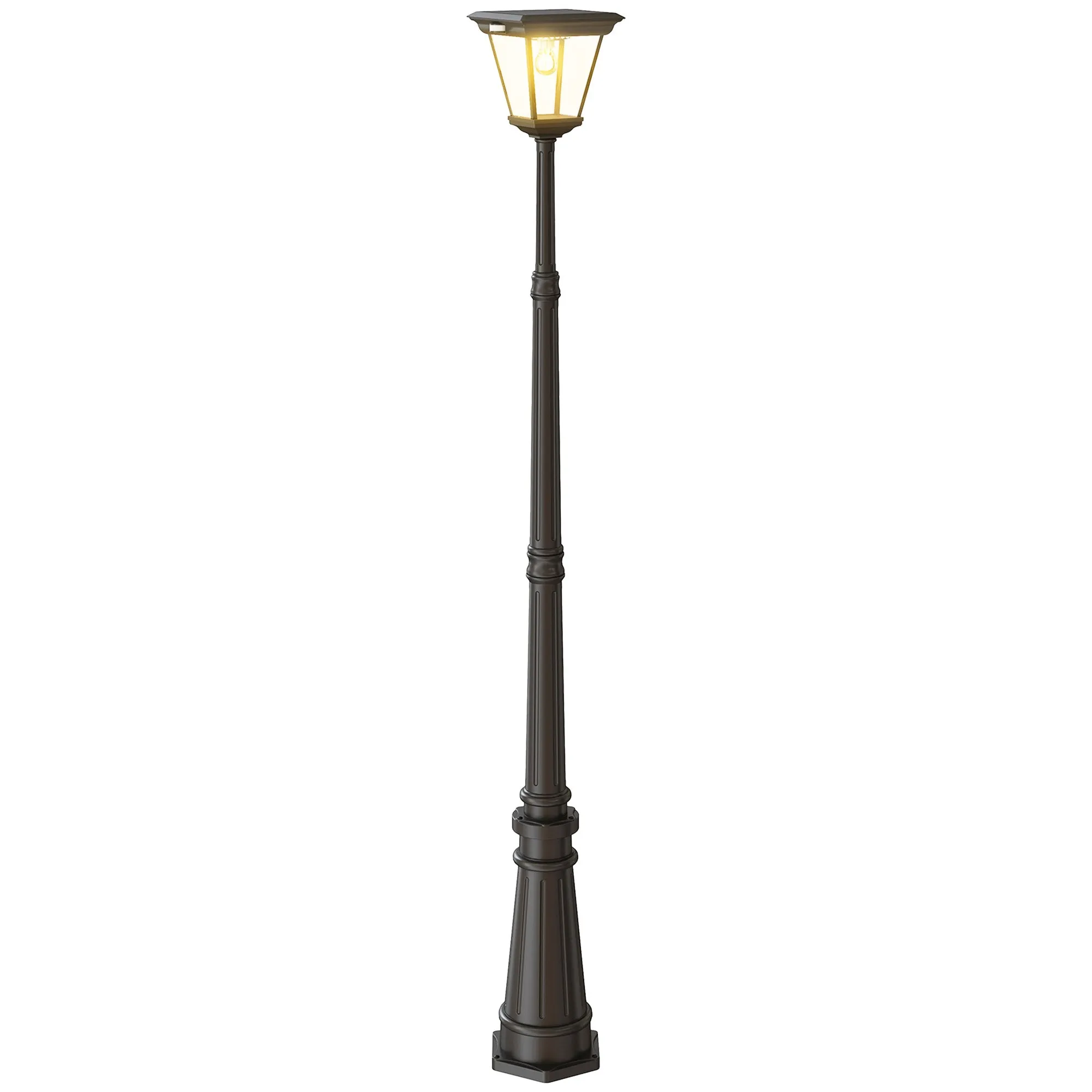 Solar Powered Garden Lamp with PIR Sensor, Aluminum and Glass, 26x24x220 cm, Black