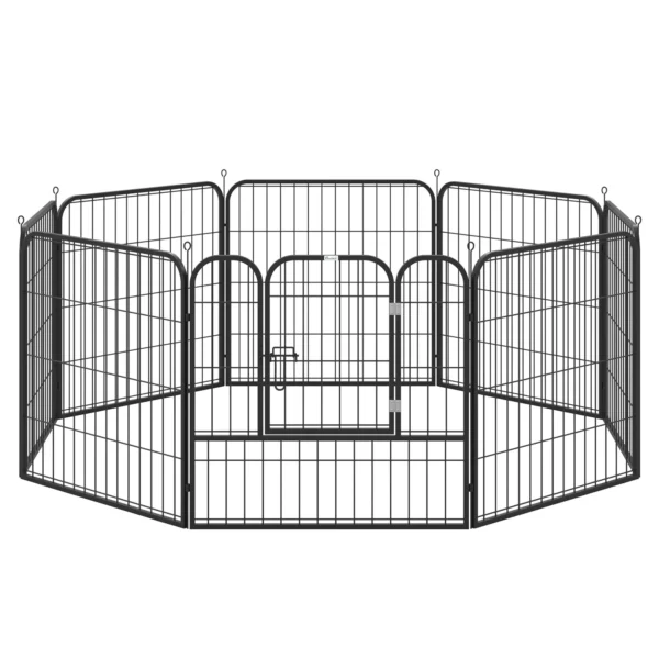 Dog Playpen and Puppy Playpen, Modular Indoor and Outdoor Dog Playpen in Metal and Steel 8 Panels 80x80cm