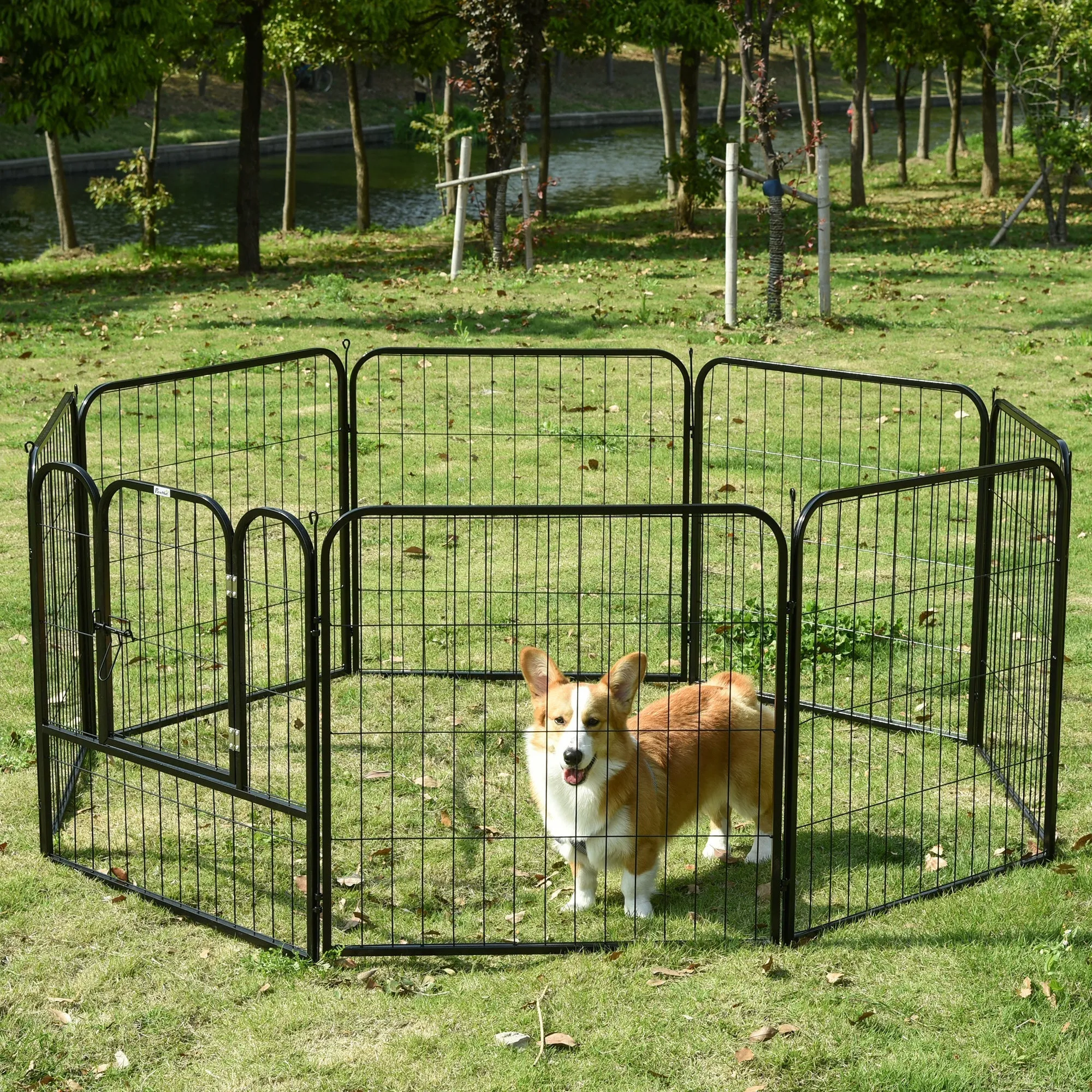 Dog Playpen and Puppy Playpen, Modular Indoor and Outdoor Dog Playpen in Metal and Steel 8 Panels 80x80cm - Image 2