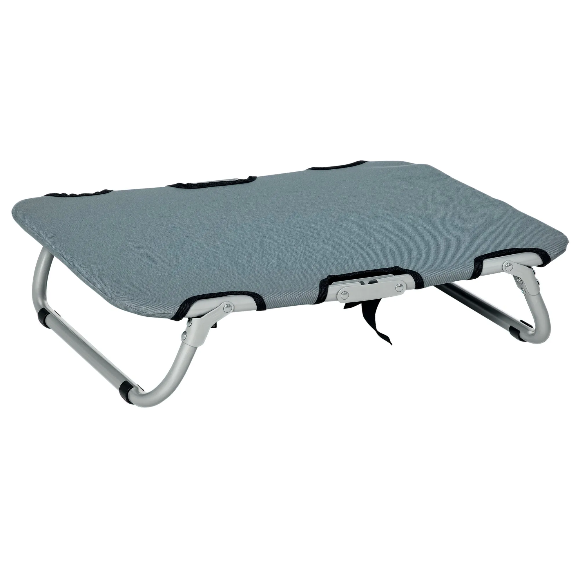Folding Dog Bed in Steel and Oxford Fabric for Indoor and Outdoor Use, 59x46x15 cm, Grey