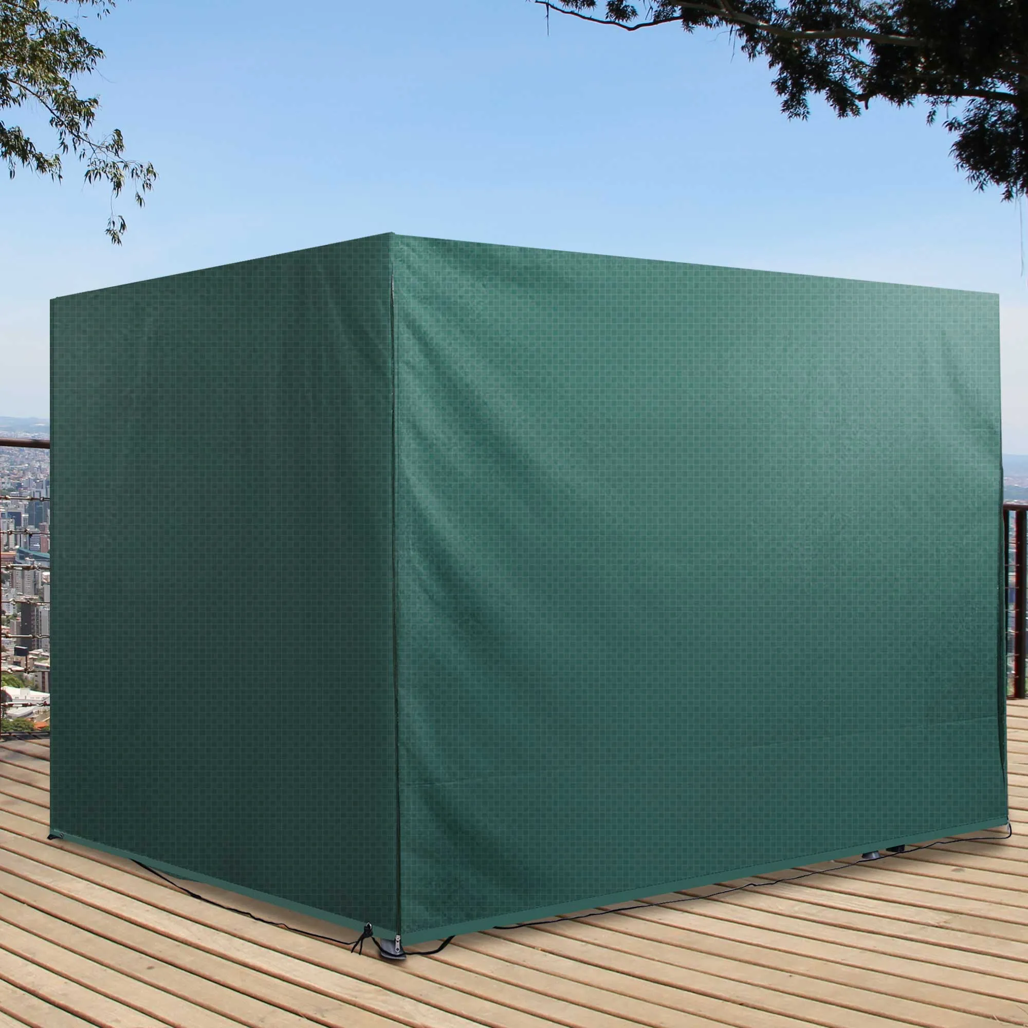 Garden Swing Cover Waterproof Anti-UV Anti-Mold with PE Fixing 215x155x150cm Green - Image 2