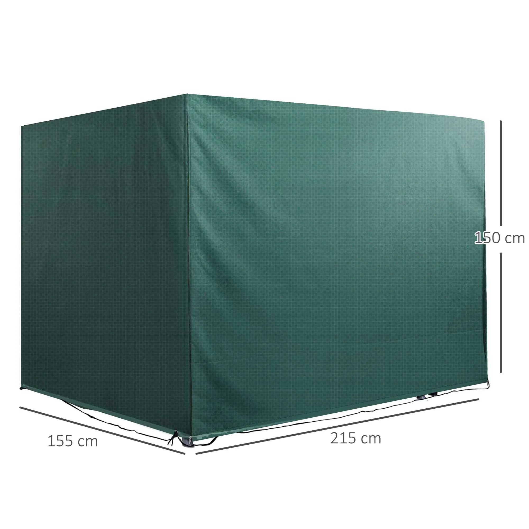 Garden Swing Cover Waterproof Anti-UV Anti-Mold with PE Fixing 215x155x150cm Green - Image 3