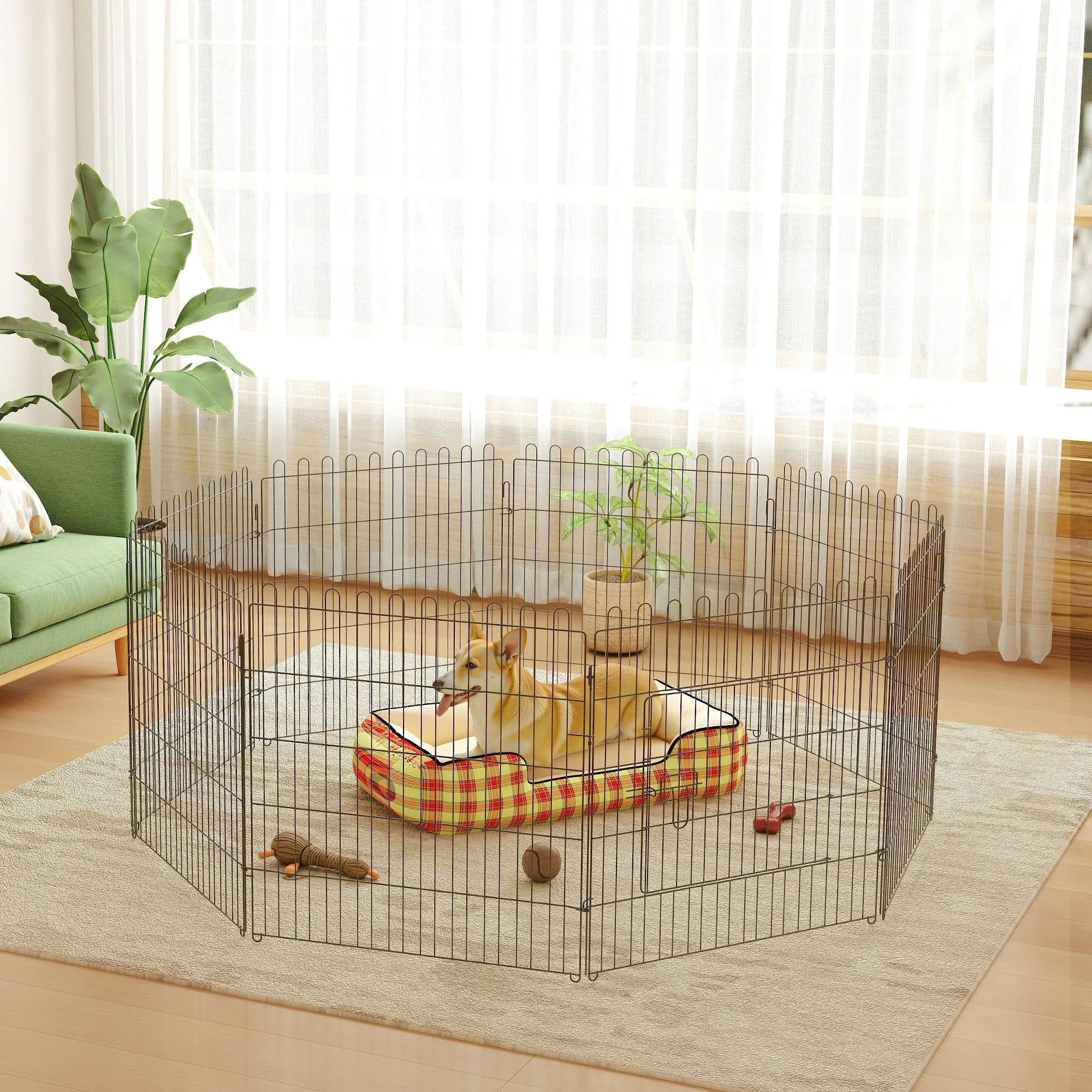 Steel Pet Cage Φ180 x 61cm Black - Image 2