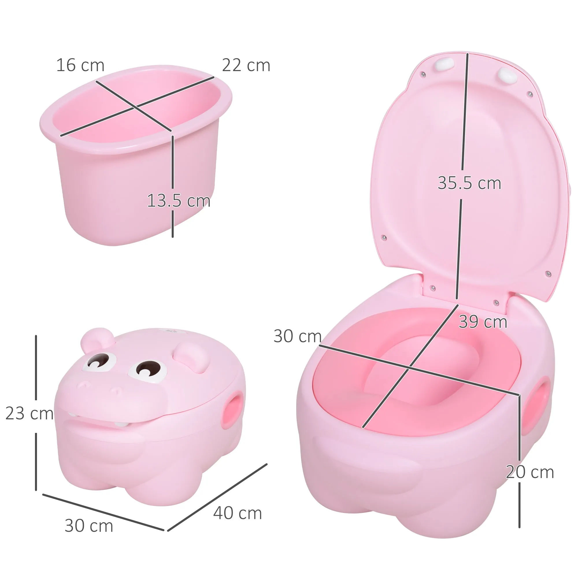 Baby Potty Training Seat 6 Months-48 Months Non-Slip Hippo Pink (40x30x23cm) - Image 3