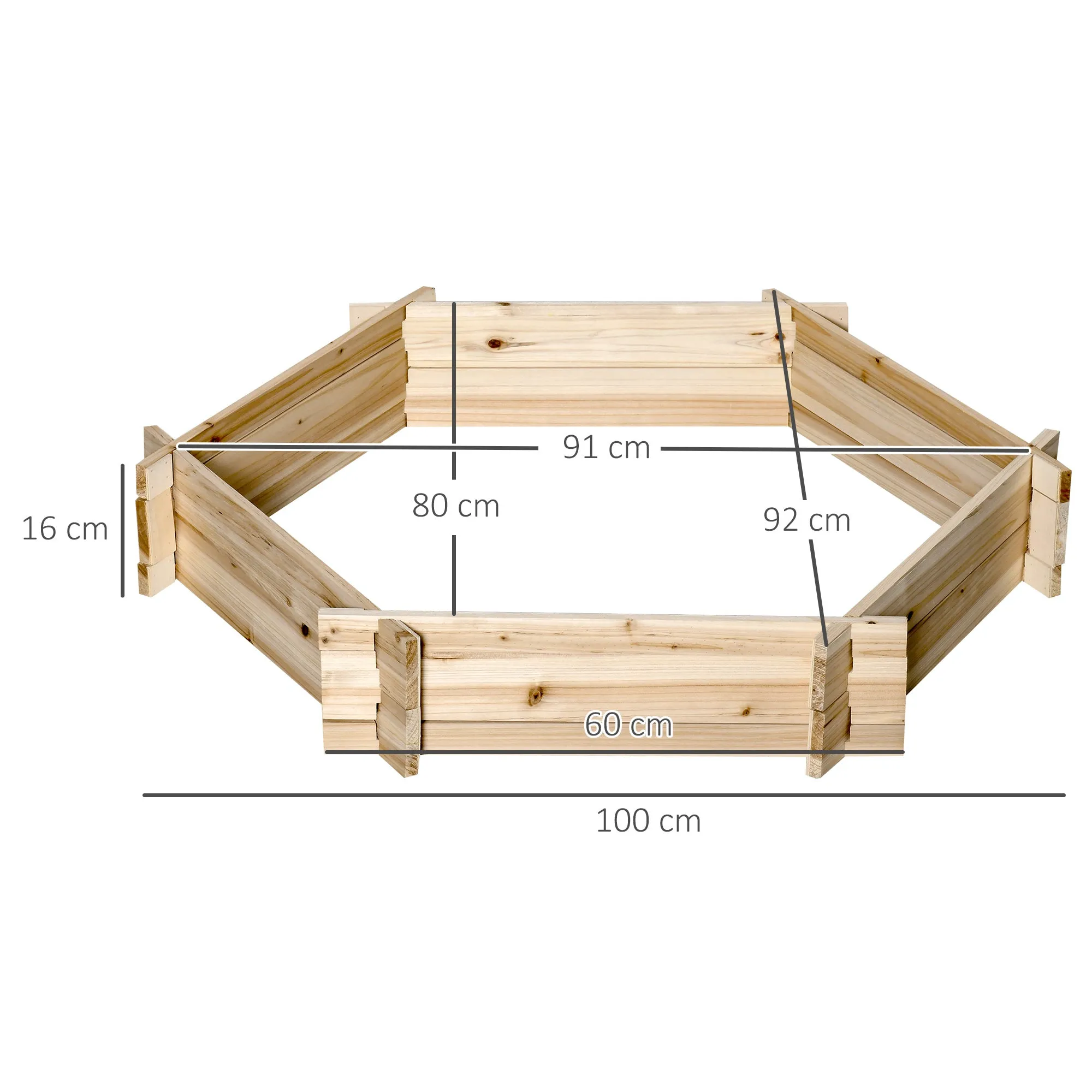 Wooden Garden Bed with Interlocking Structure, 100x92x16cm, Without Base - Image 3