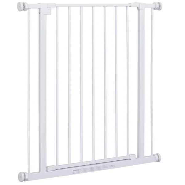 Expandable Pet Safety Gate Easy Installation with Pressure Mounts Heavy Duty Steel with a Powder Coated Finish White 76x76-82cm