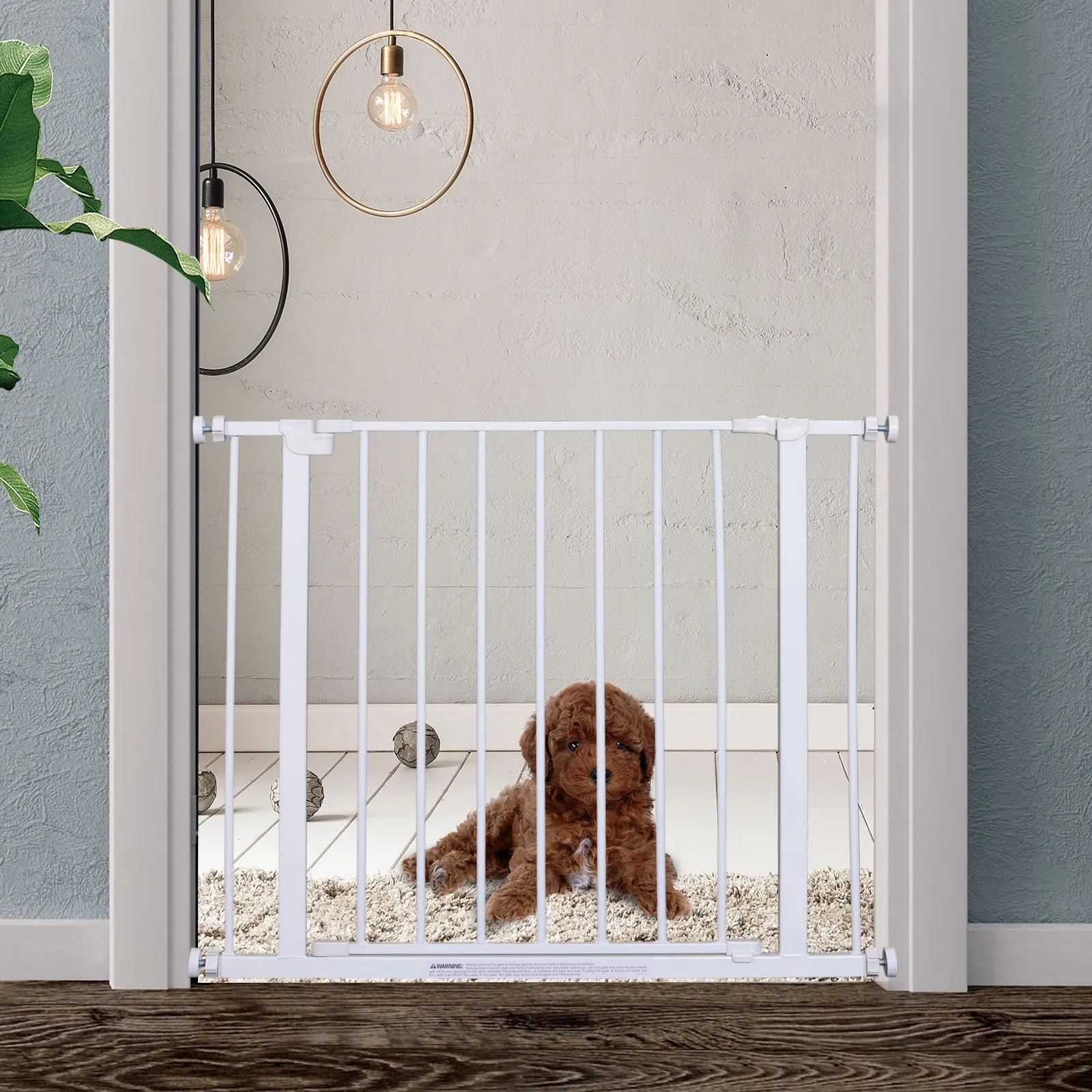 Expandable Pet Safety Gate Easy Installation with Pressure Mounts Heavy Duty Steel with a Powder Coated Finish White 76x76-82cm - Image 2