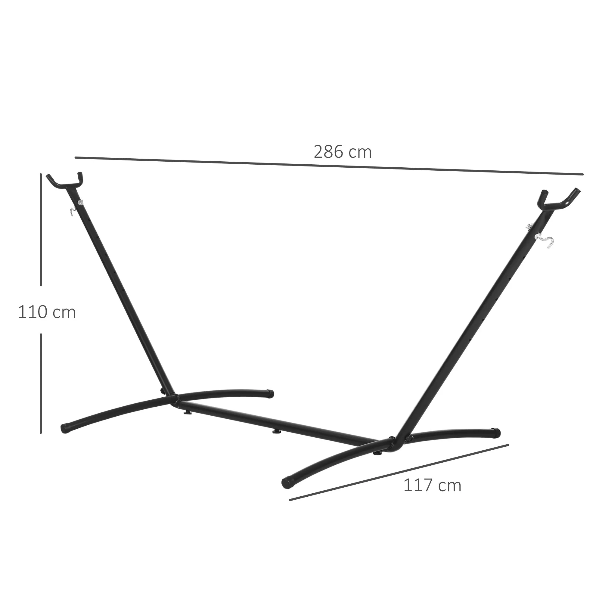 Adjustable Hammock Support Frame Max. 120kg 280x120x110cm Black - Image 3